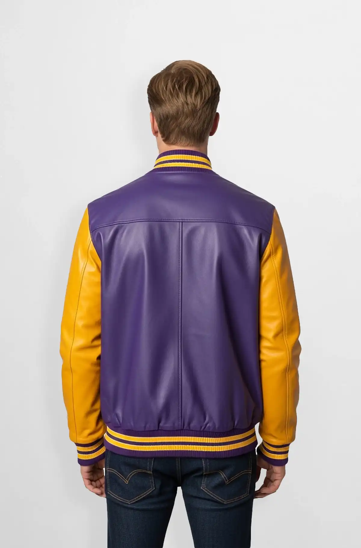 Purple and Yellow Varsity Leather Jacket