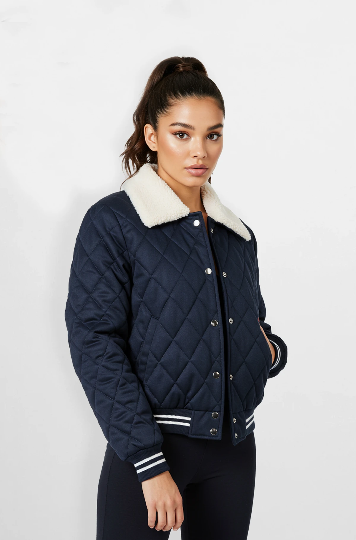 Quilted Bomber Jacket for Women