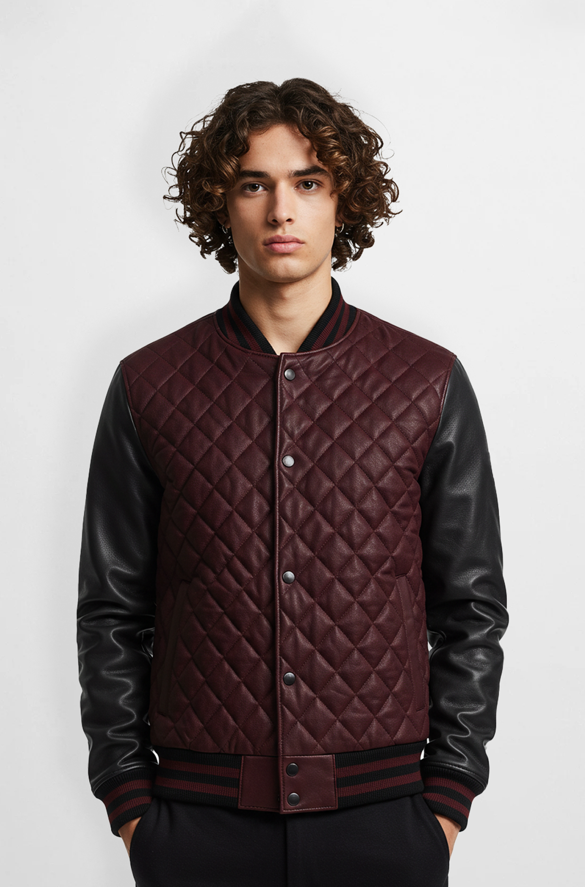 Quilted Leather Varsity Jacket