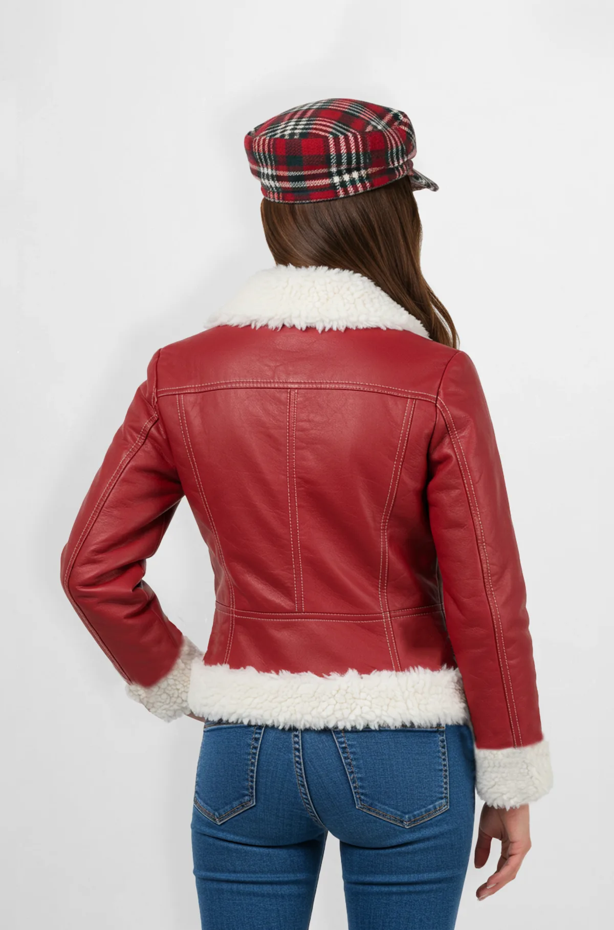 Red Cherry Leather Biker Jacket