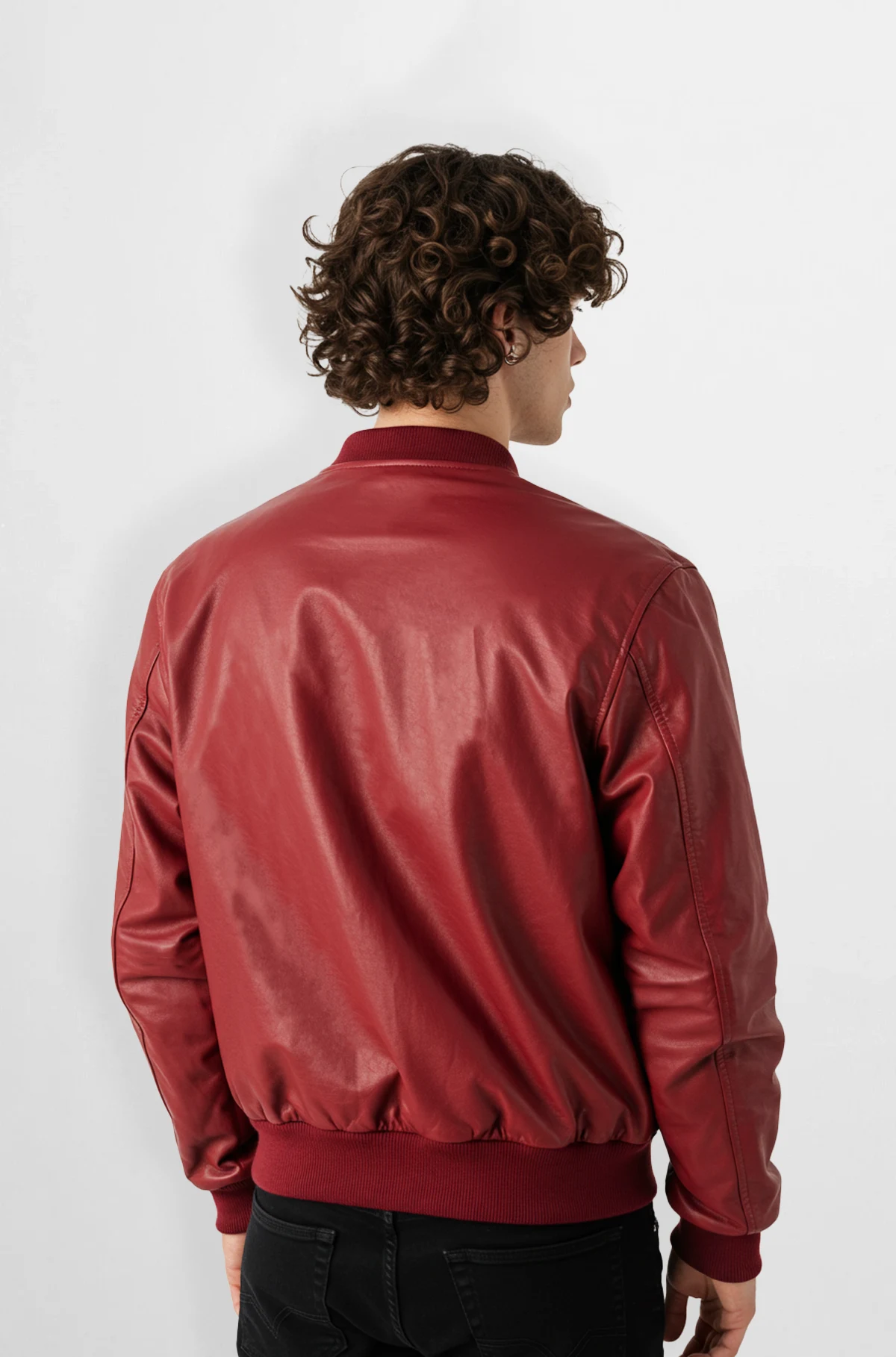 Red Leather Bomber Jacket