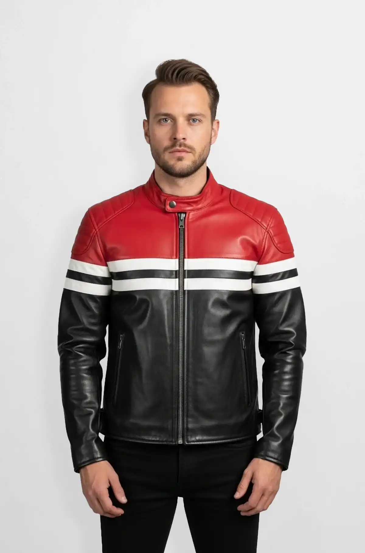Red and Black Leather Racing Jacket