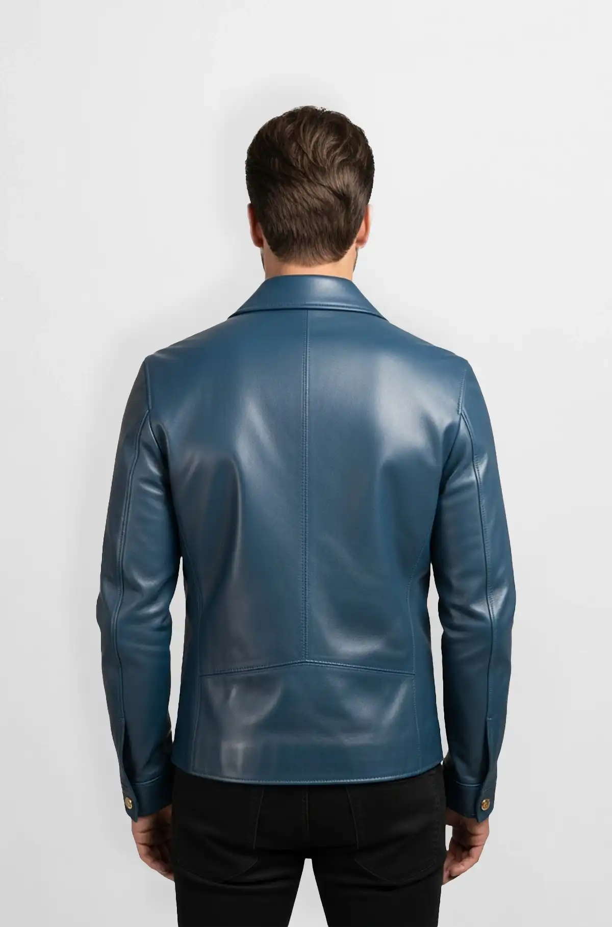 Regal Blue Officer Leather Man Jacket