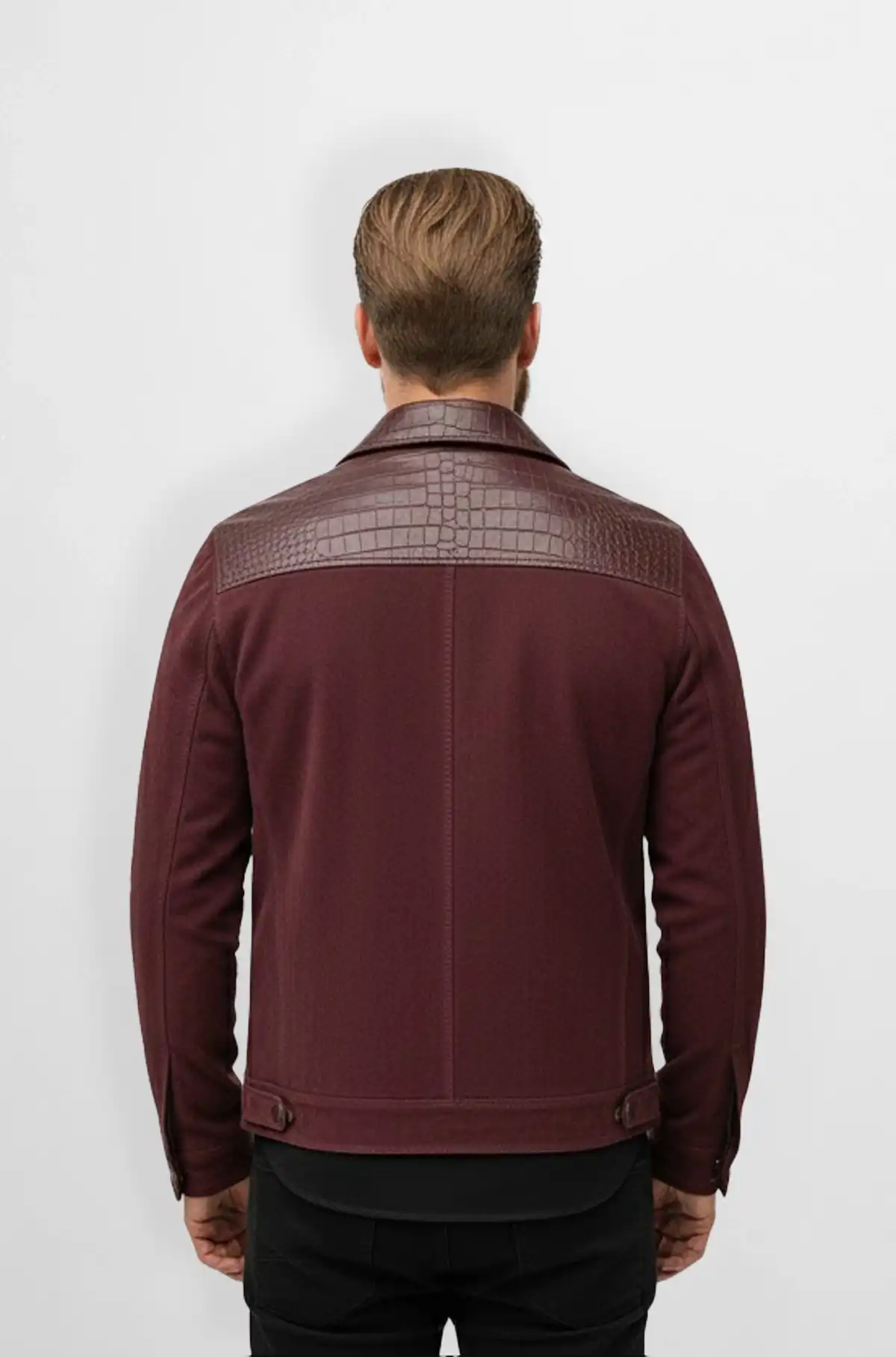 Regal Croc Maroon Inspired Collared Leather Jacket