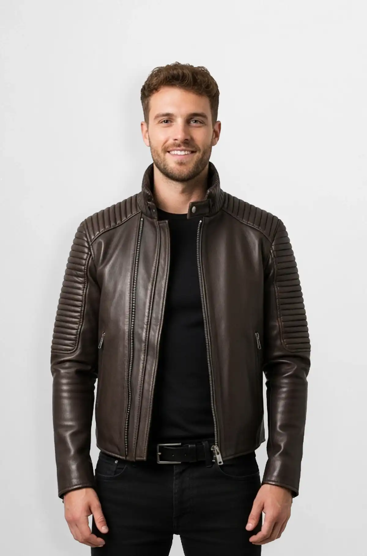 Ridge Armor Brown Quilted Biker Jacket
