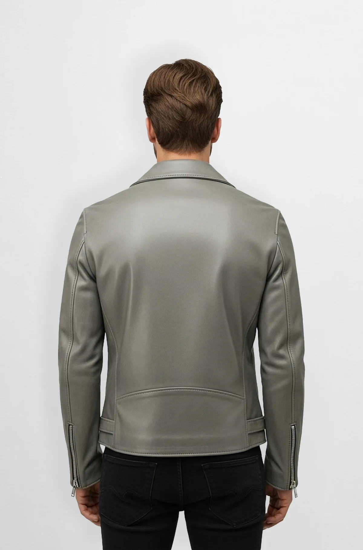 Ridge Taupe Shearling Biker Jacket