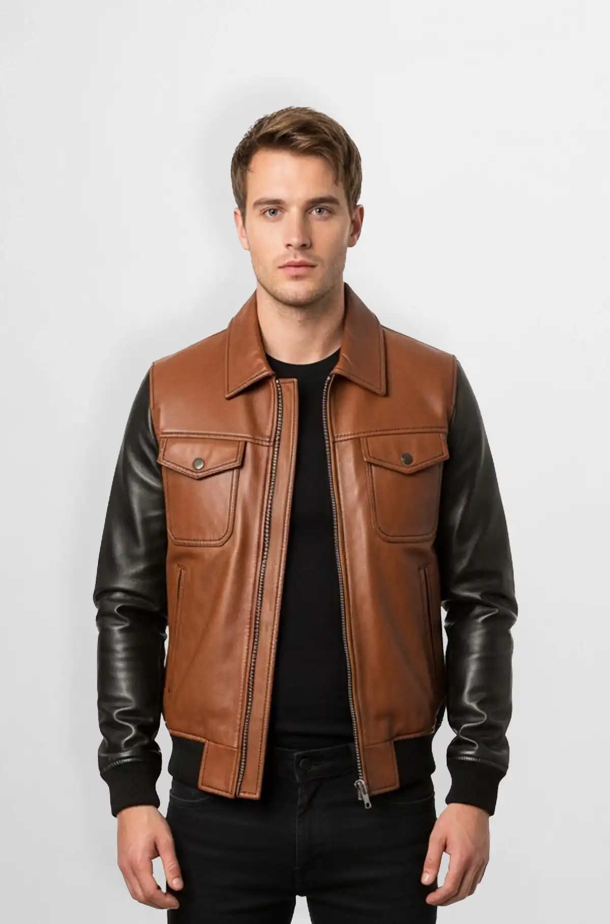 Rust Rebel Varsity Leather Jacket