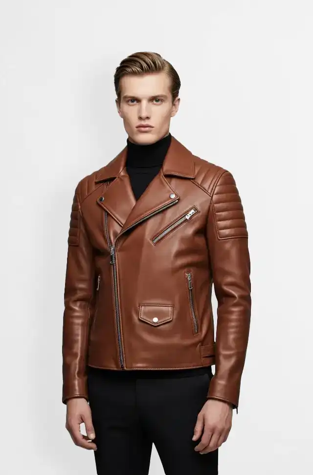 Saddle Edge Tan Biker Leather Jacket Saddle Edge Tan Biker Leather Jacket