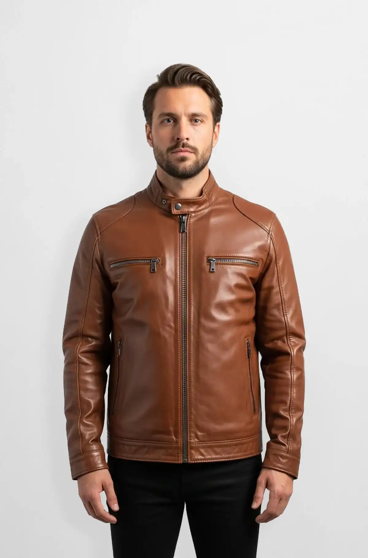 SaddleTan Racer Luxe Leather Jacket