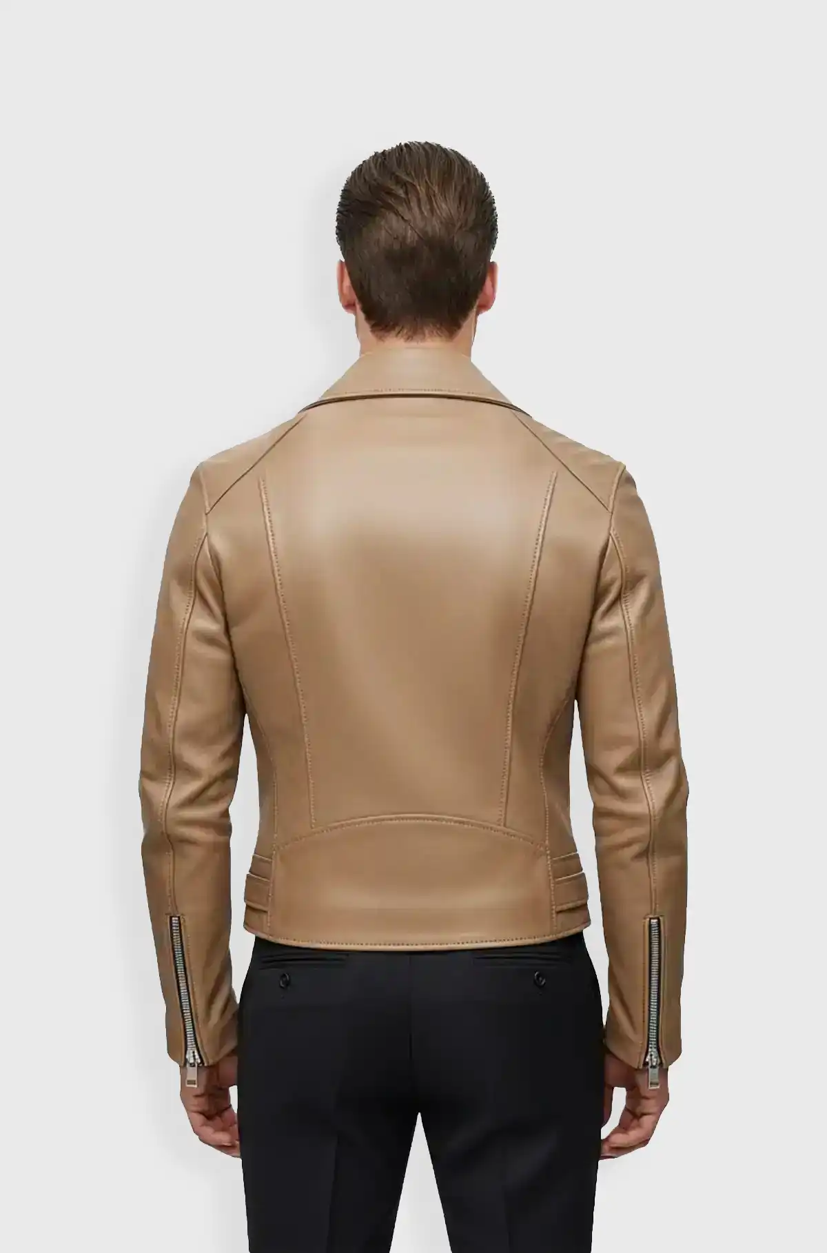 Sahara Edge Tan Leather Biker Jacket
