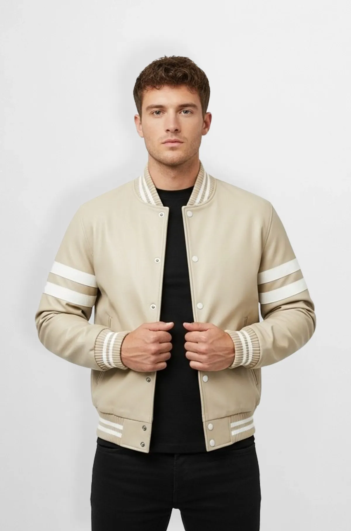 Sahara Stripe Varsity Leather Jacket