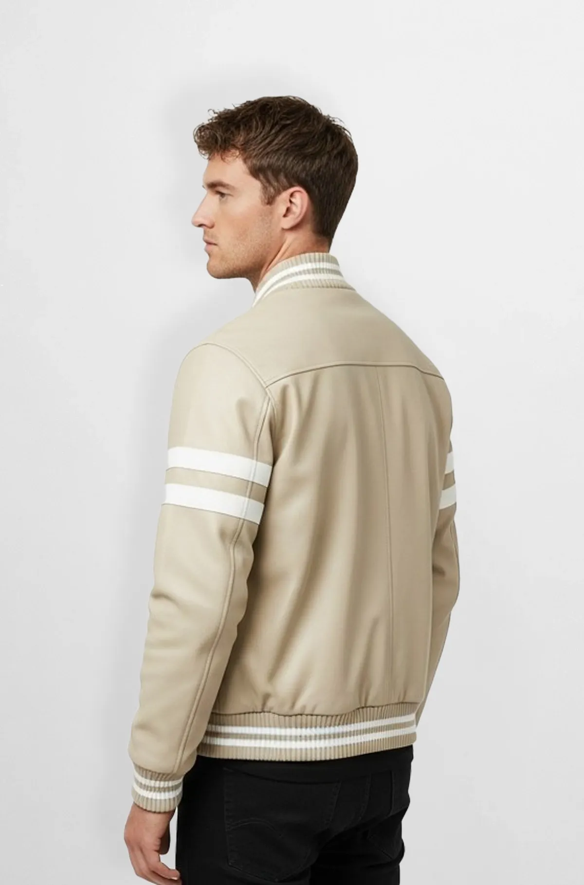 Sahara Stripe Varsity Leather Jacket