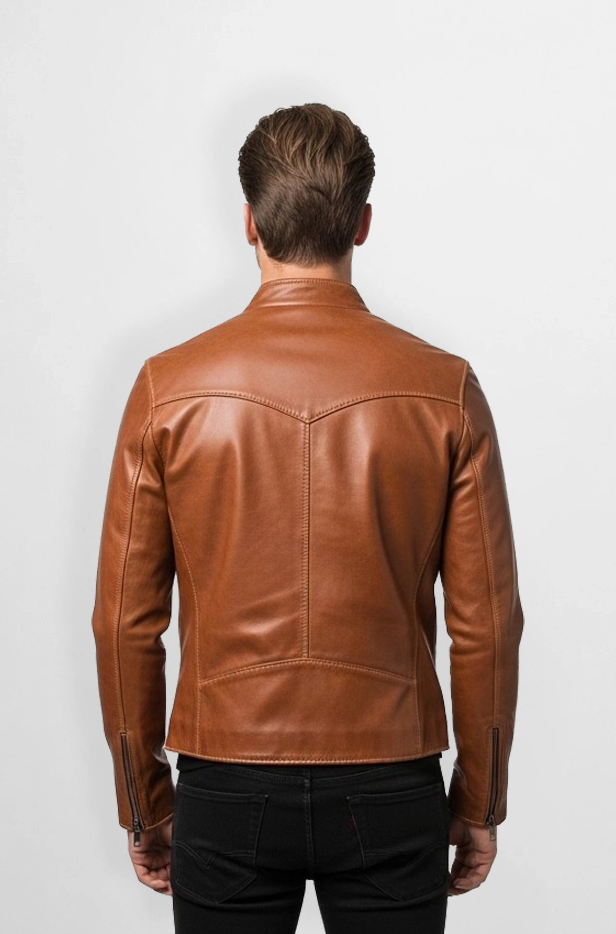 Santiago Tan Moto Leather Jacket