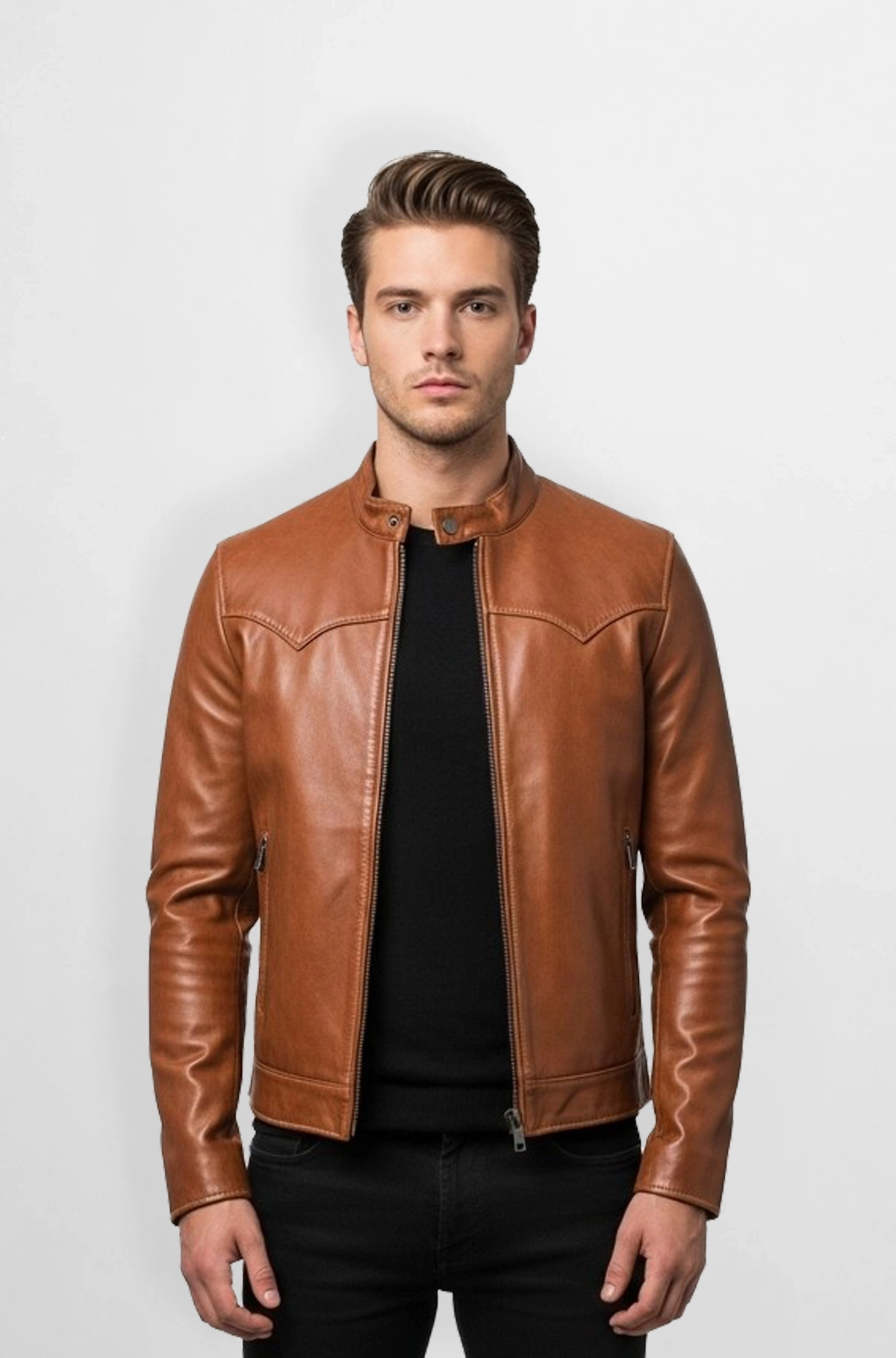 Santiago Tan Moto Leather Jacket