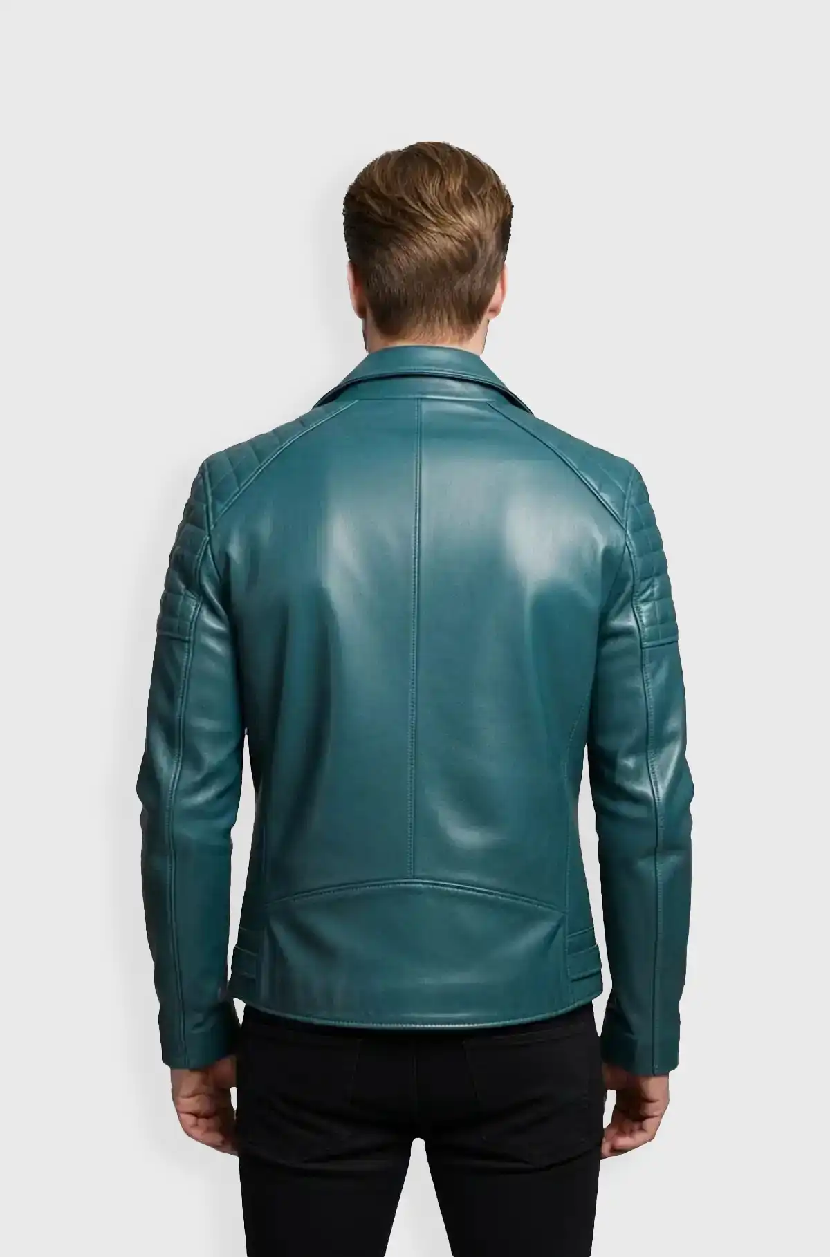 Storm Rider Teal Biker Leather Jacket