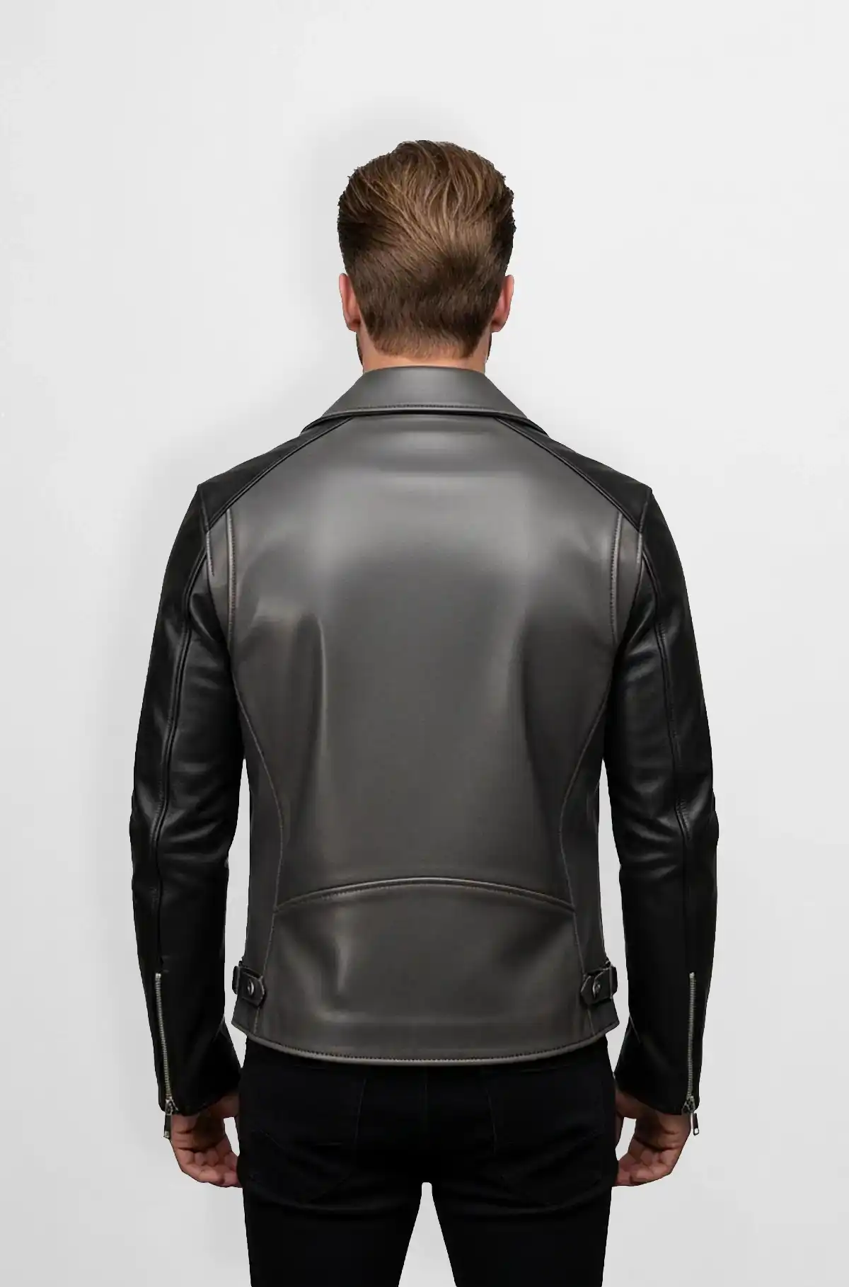 Street Style Graphite Grey Biker Leather Jacket