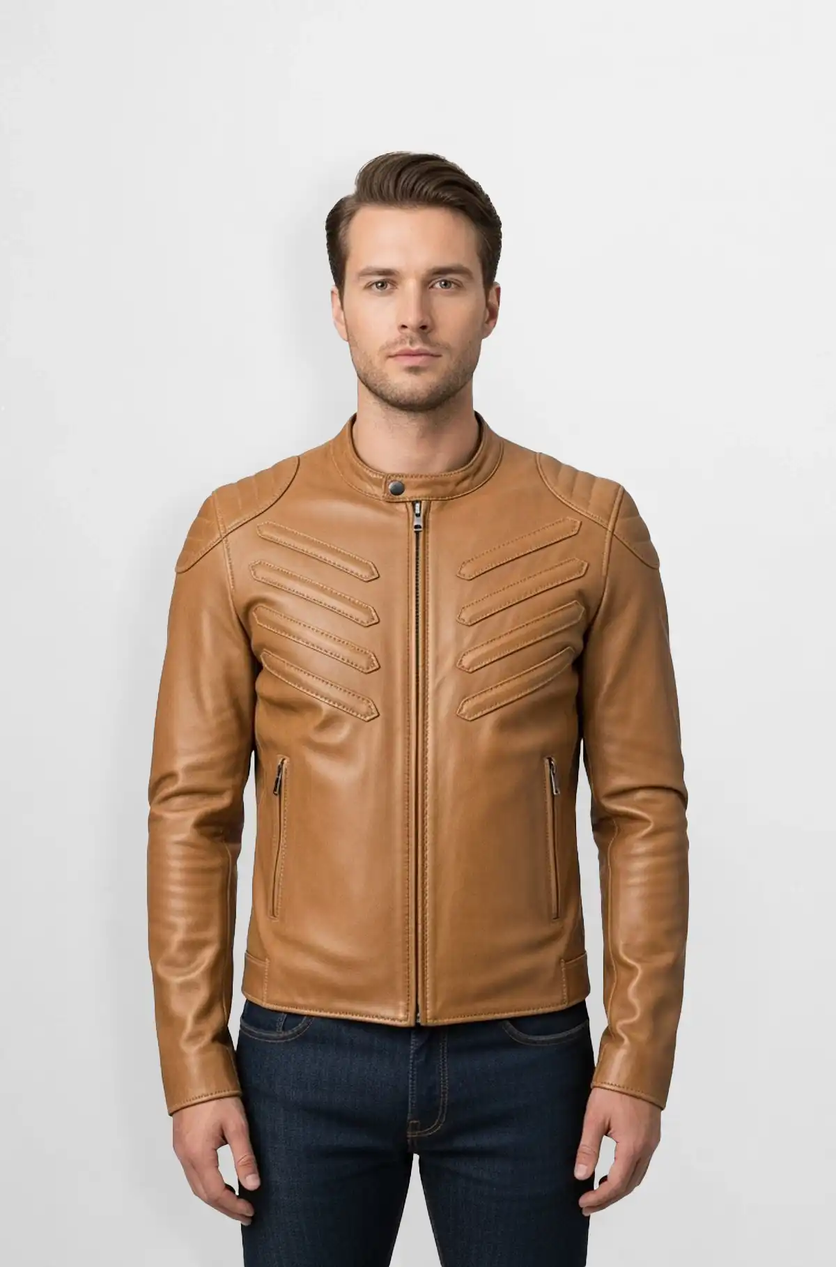 Tan Biker Leather Jacket