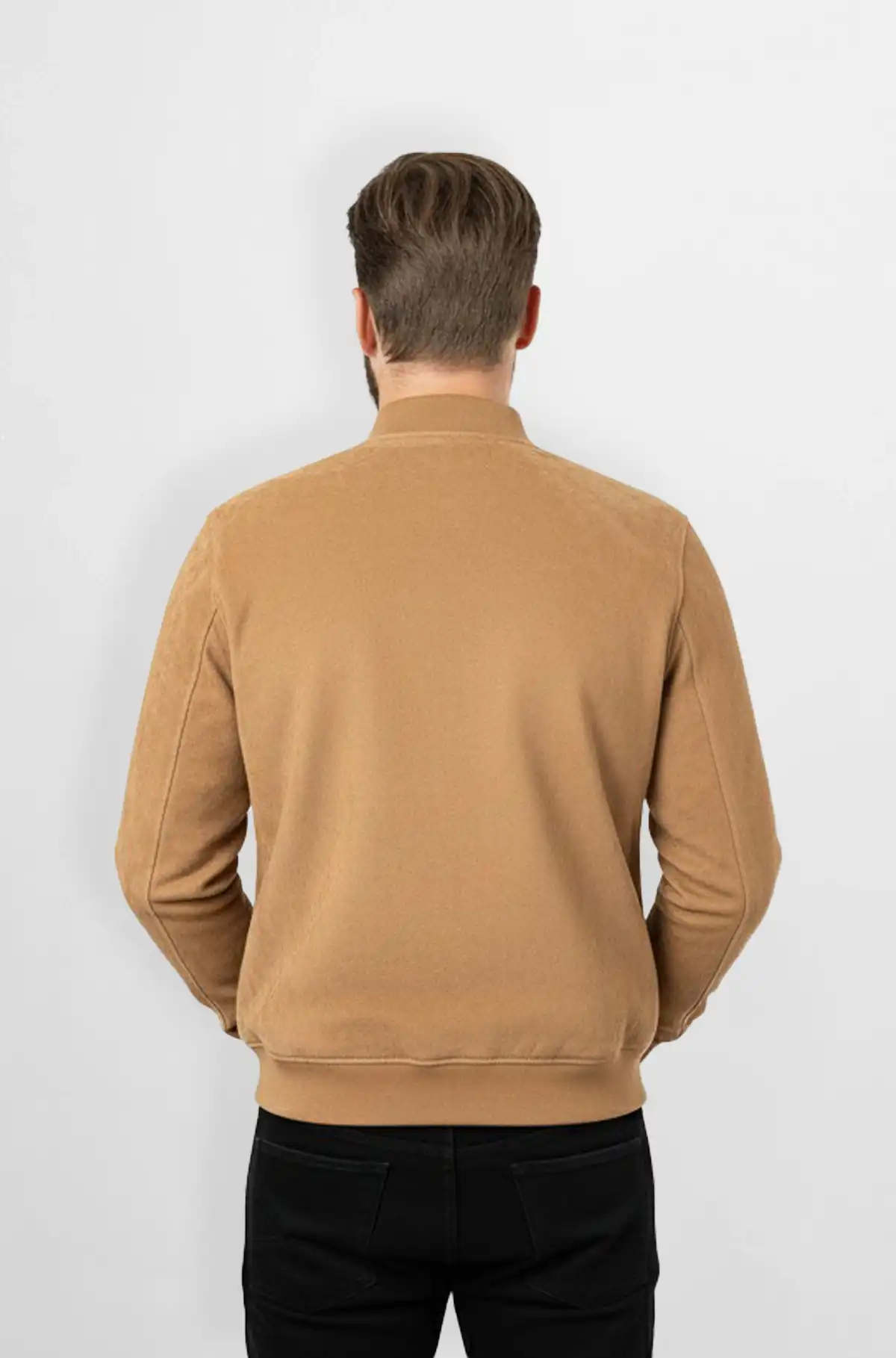 Tan Crocodile Panel Bomber leather Jacket