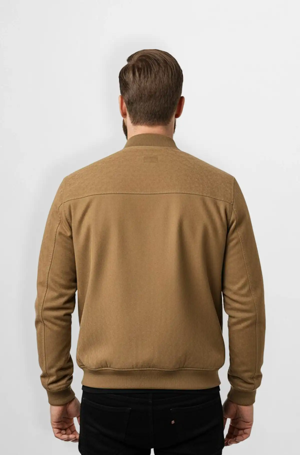 Tan Crocodile Patch Bomber Jacket for Men