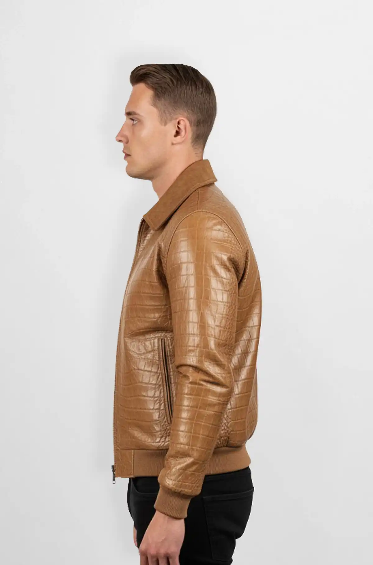 Tan Crocodile Suede Jacket