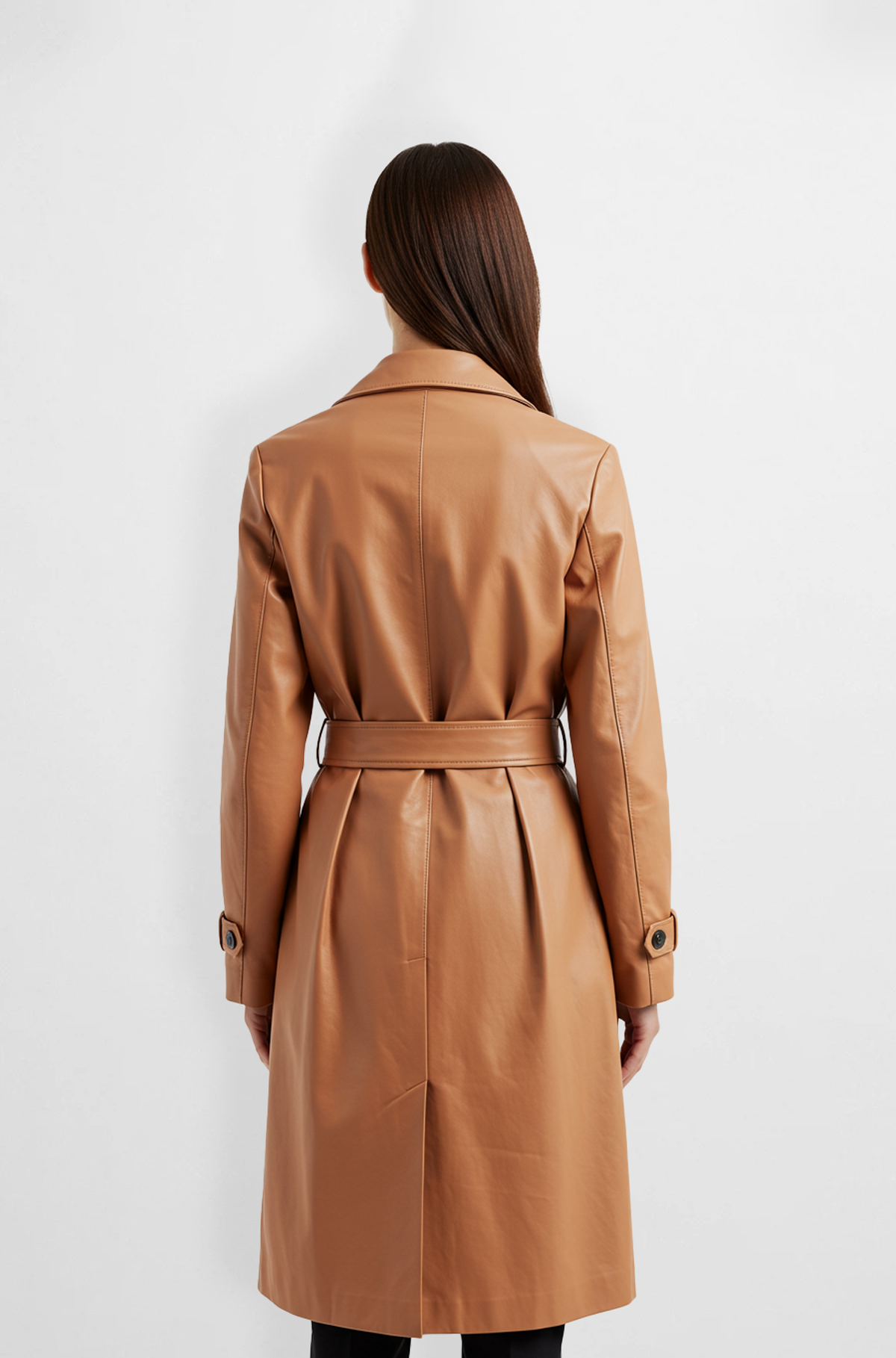 Tan Leather Trench Coat