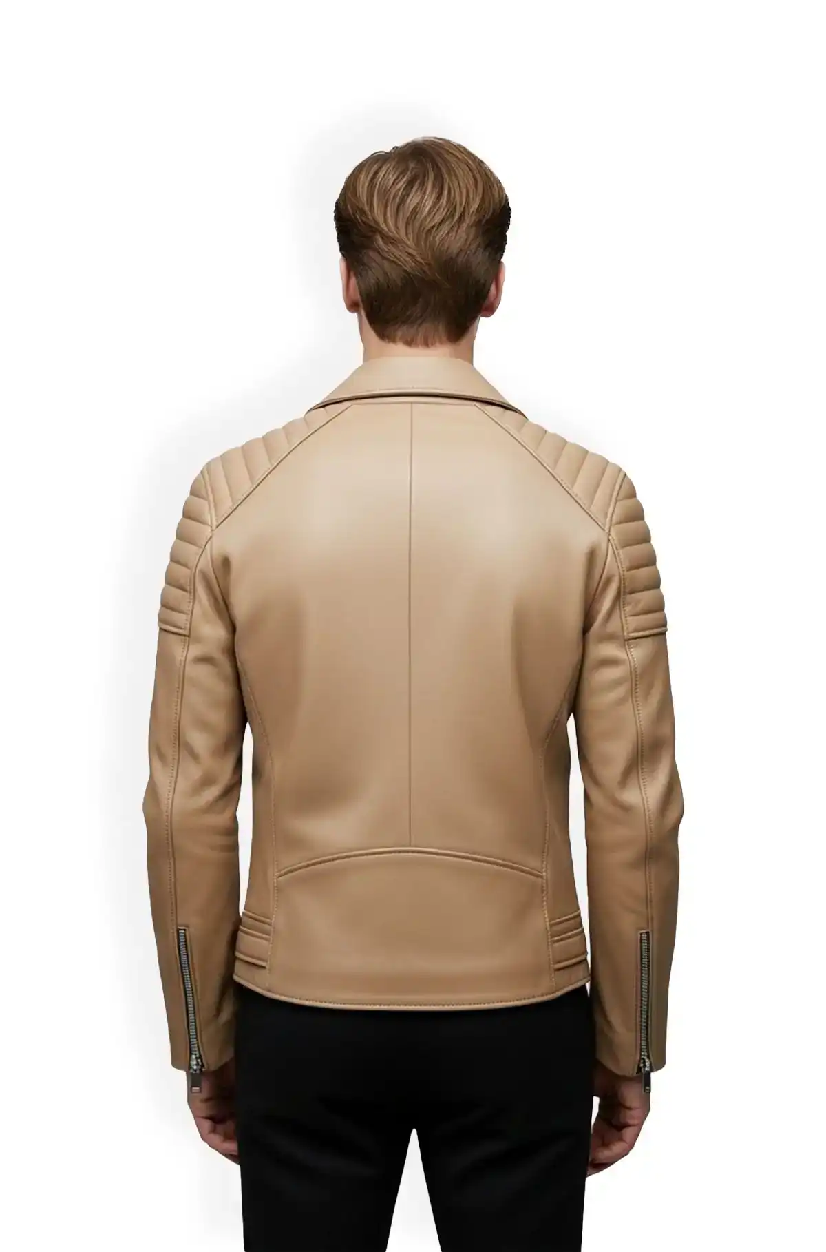 Tan Quilted Biker Leather Jacket