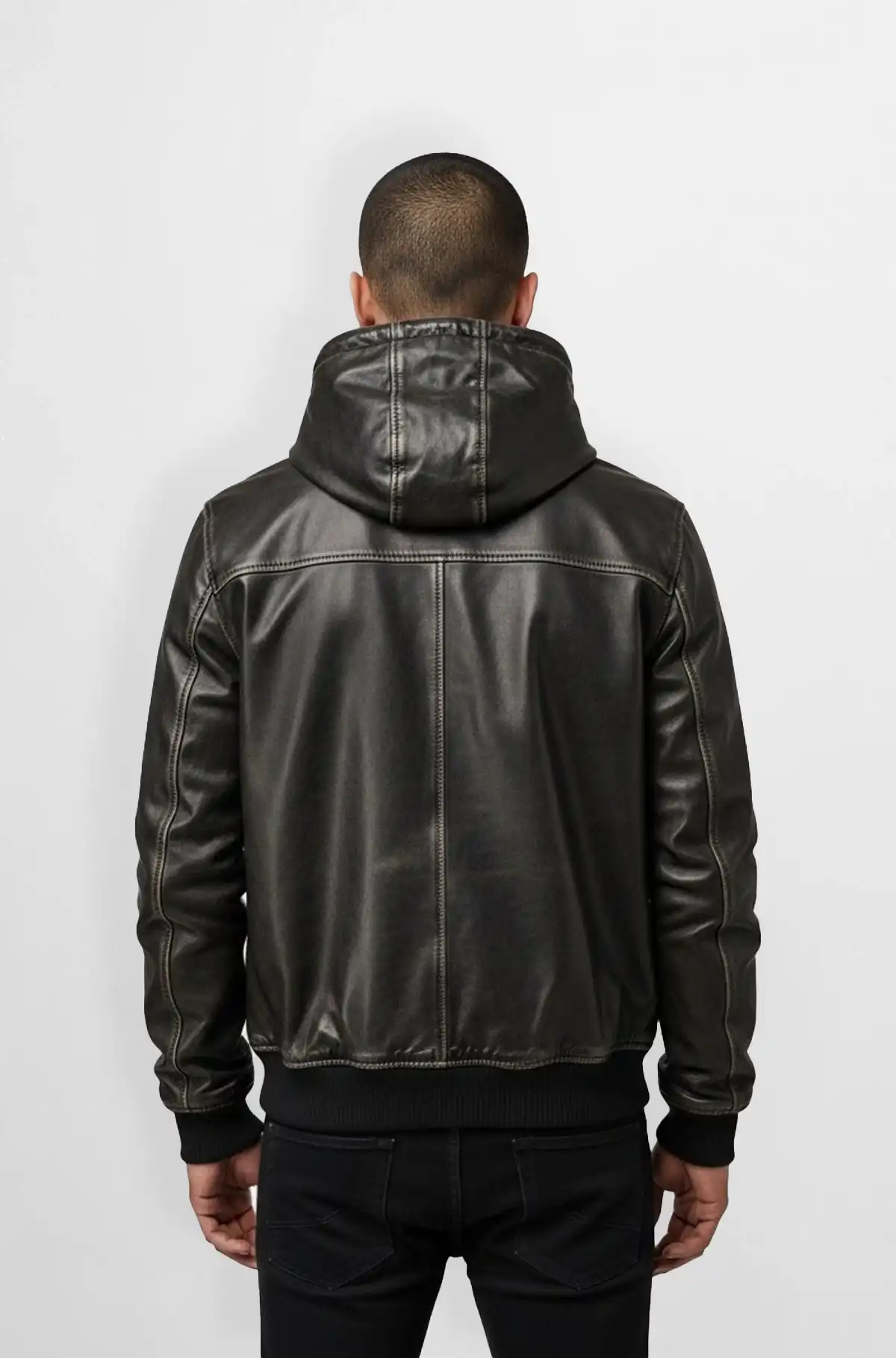 Tea Black Leather Jacket for Men