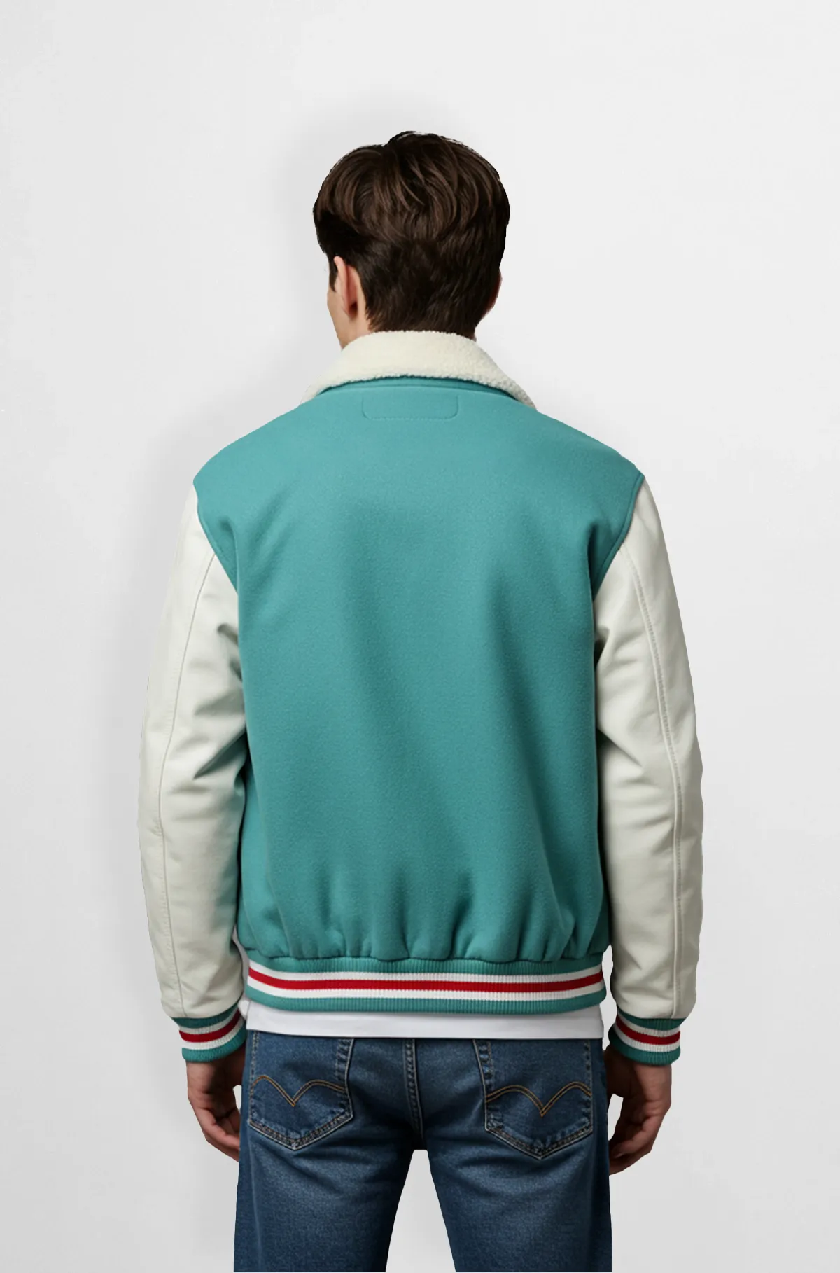 Teal Green Letterman Wool Jacket