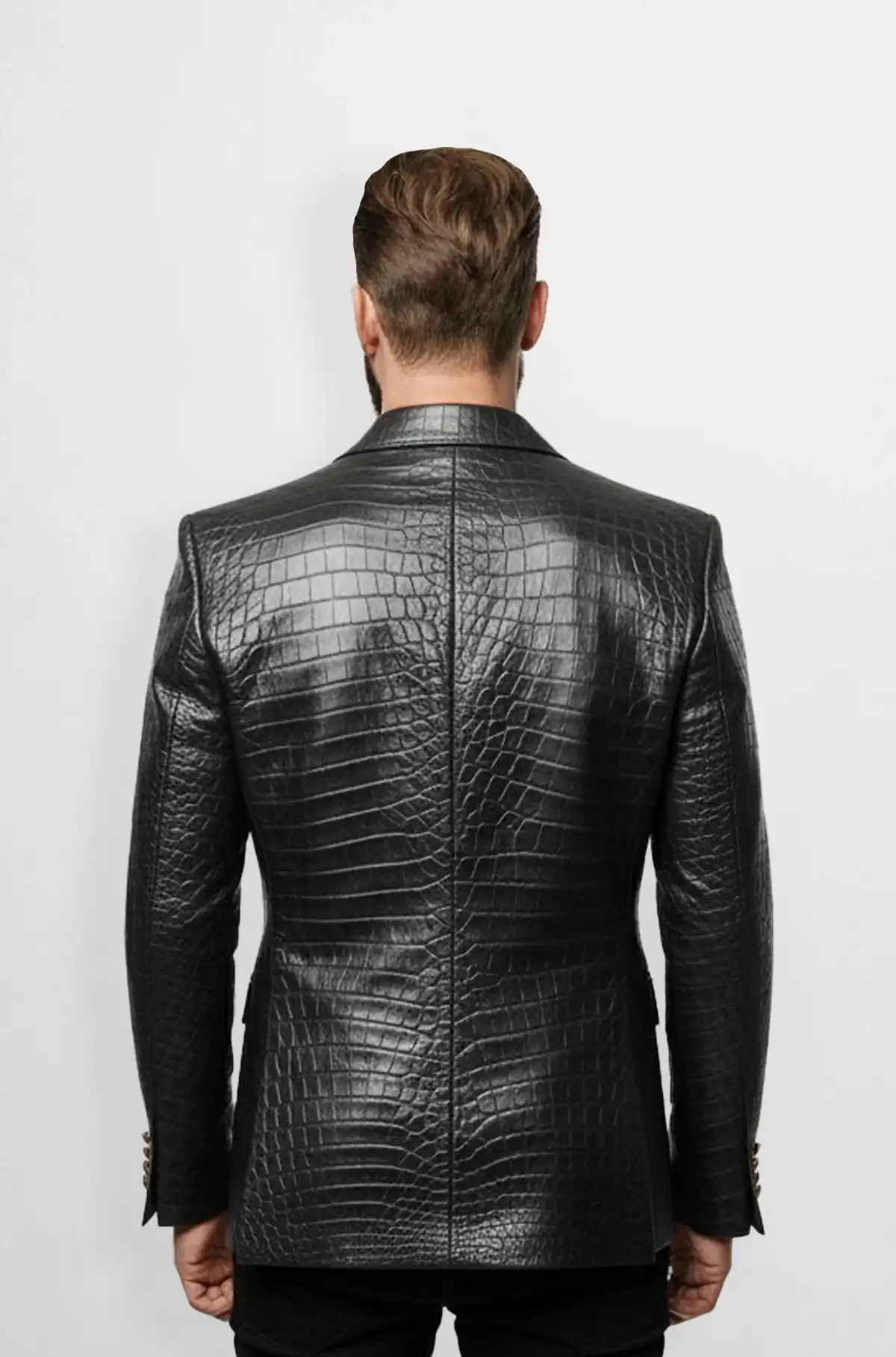 The Black Crocodile Leather Blazer