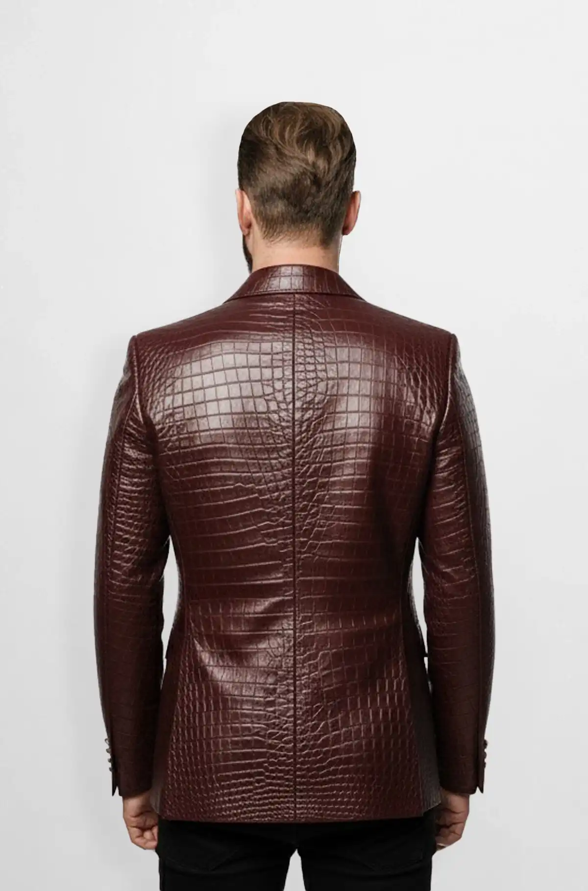 The Burgundy Crocodile Leather Blazer