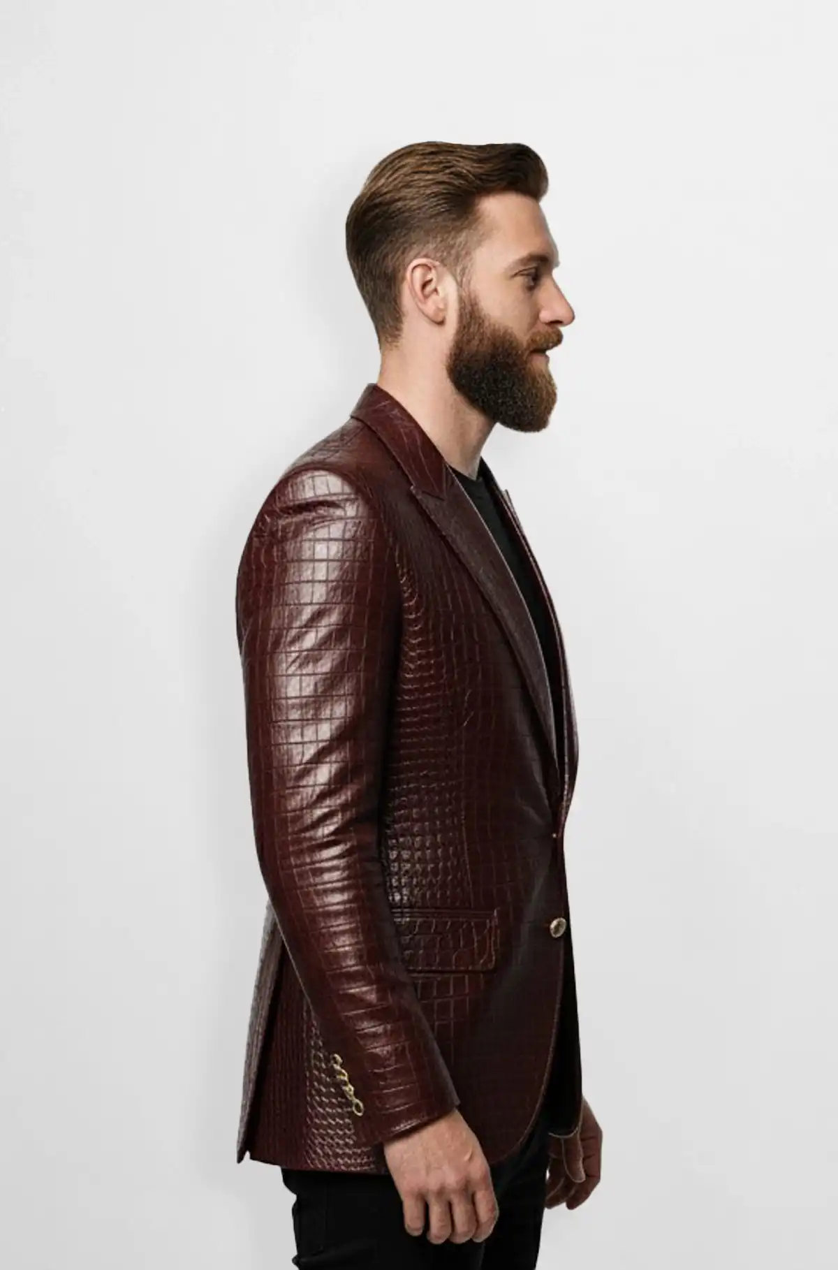 The Burgundy Crocodile Leather Blazer