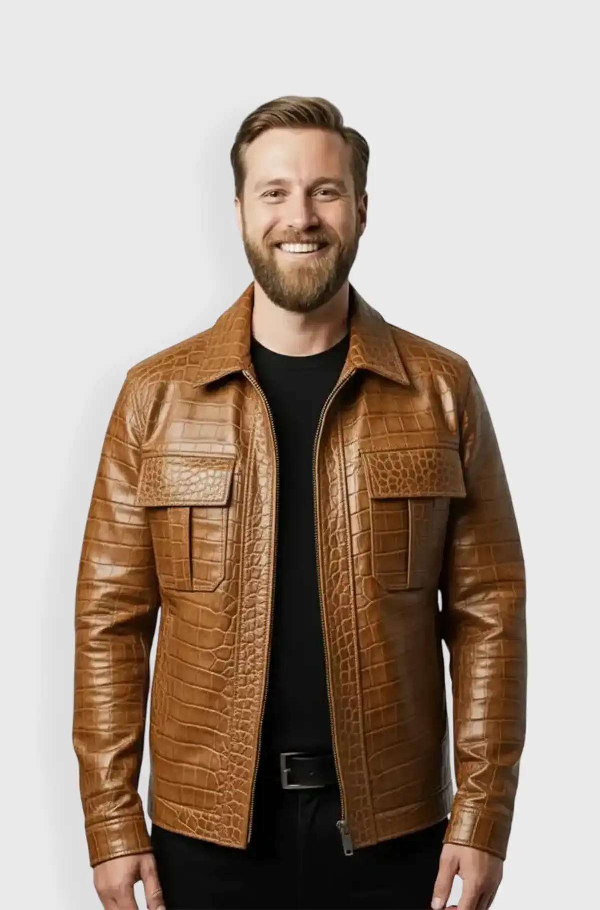 The Crocodile Leather Shirt Style Jacket