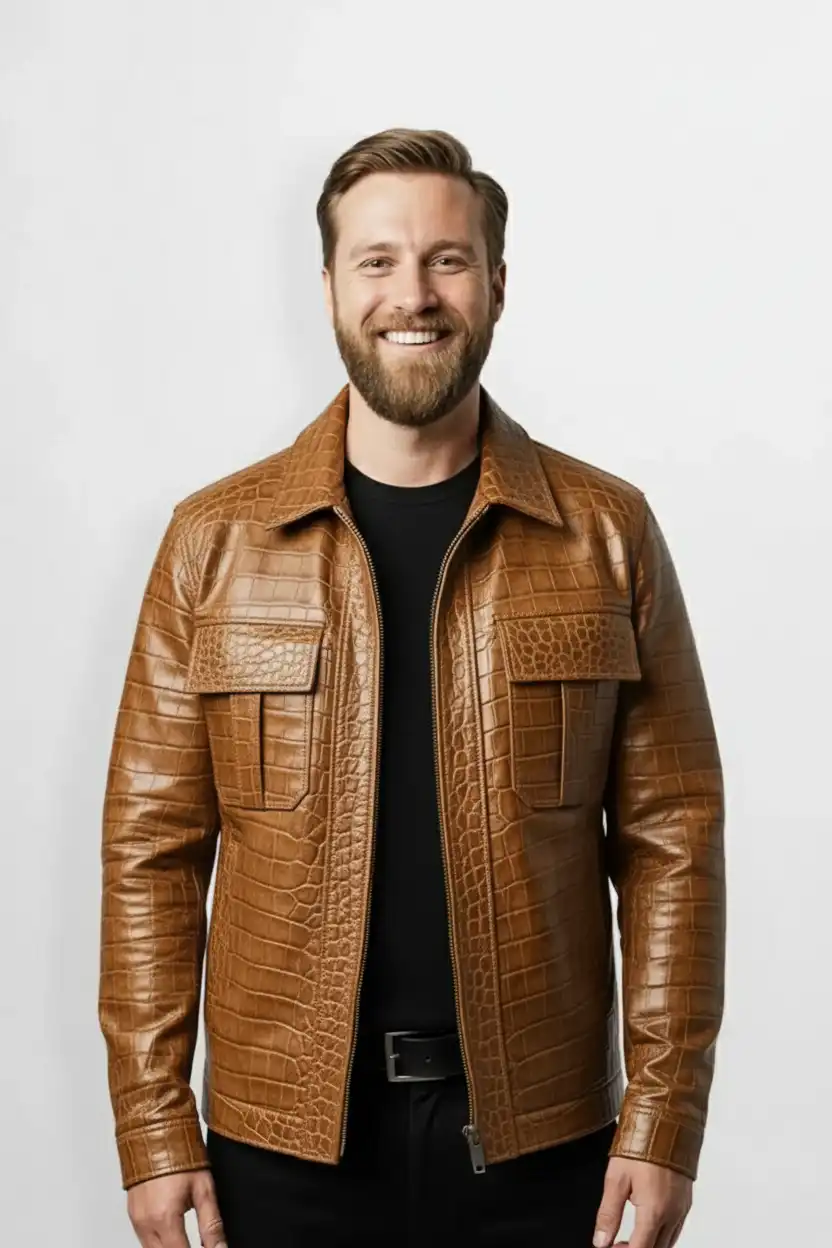 The Crocodile Leather Shirt Style Jacket