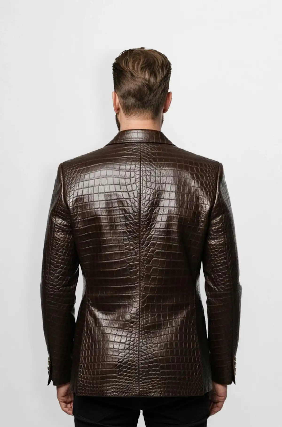 The Espresso Crocodile Leather Blazer