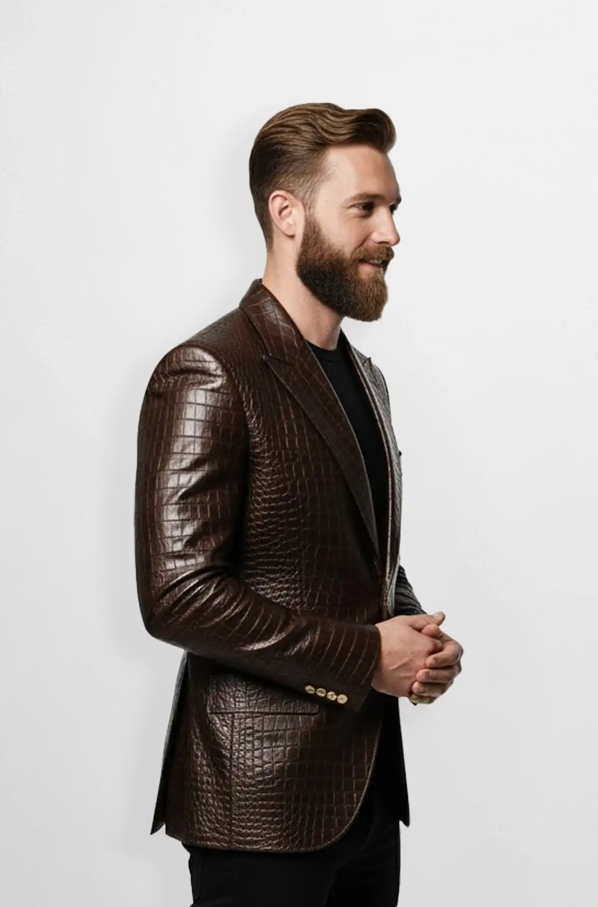 The Espresso Crocodile Leather Blazer