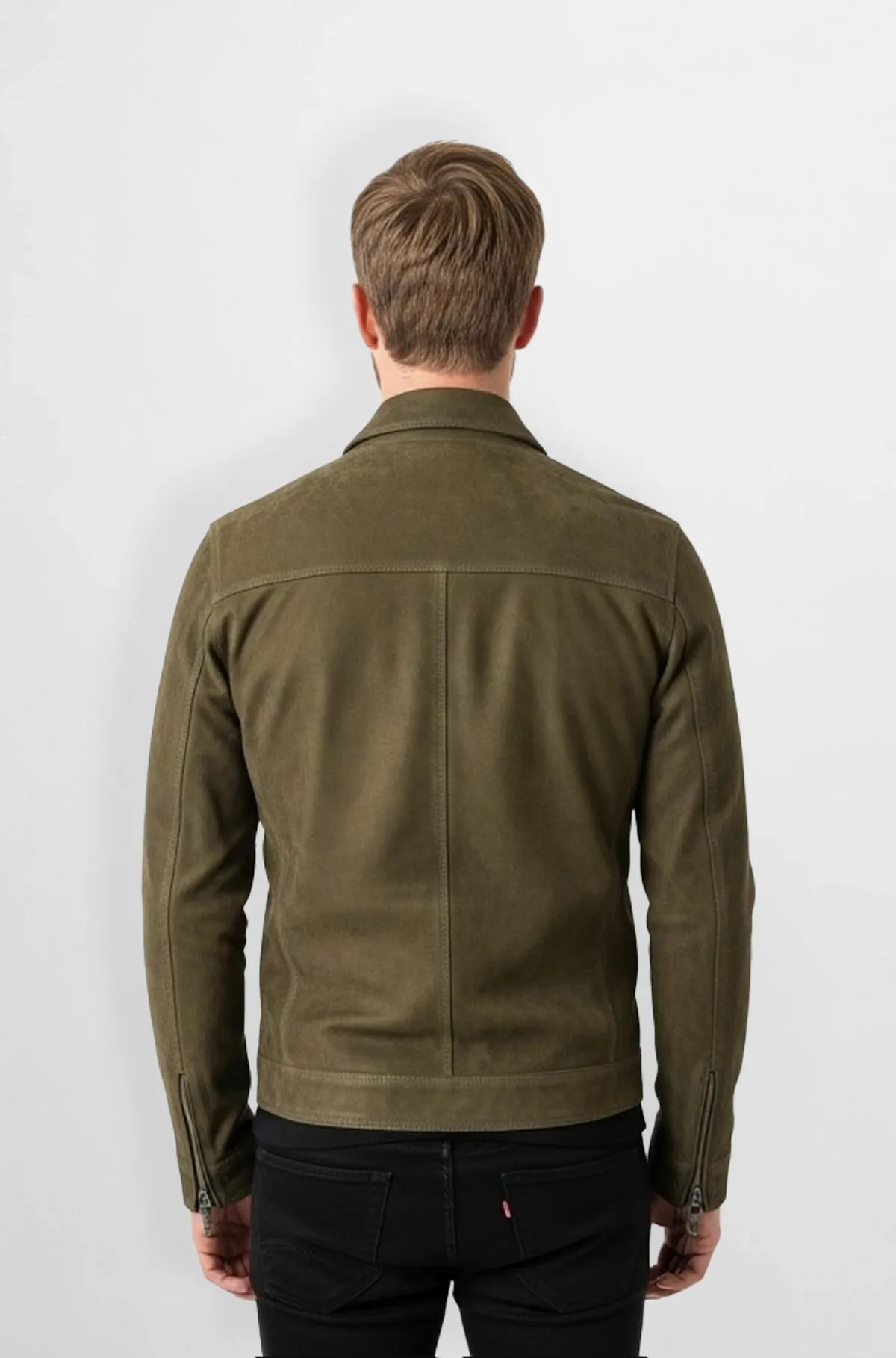 The Olive Suede Zip Up Jacket