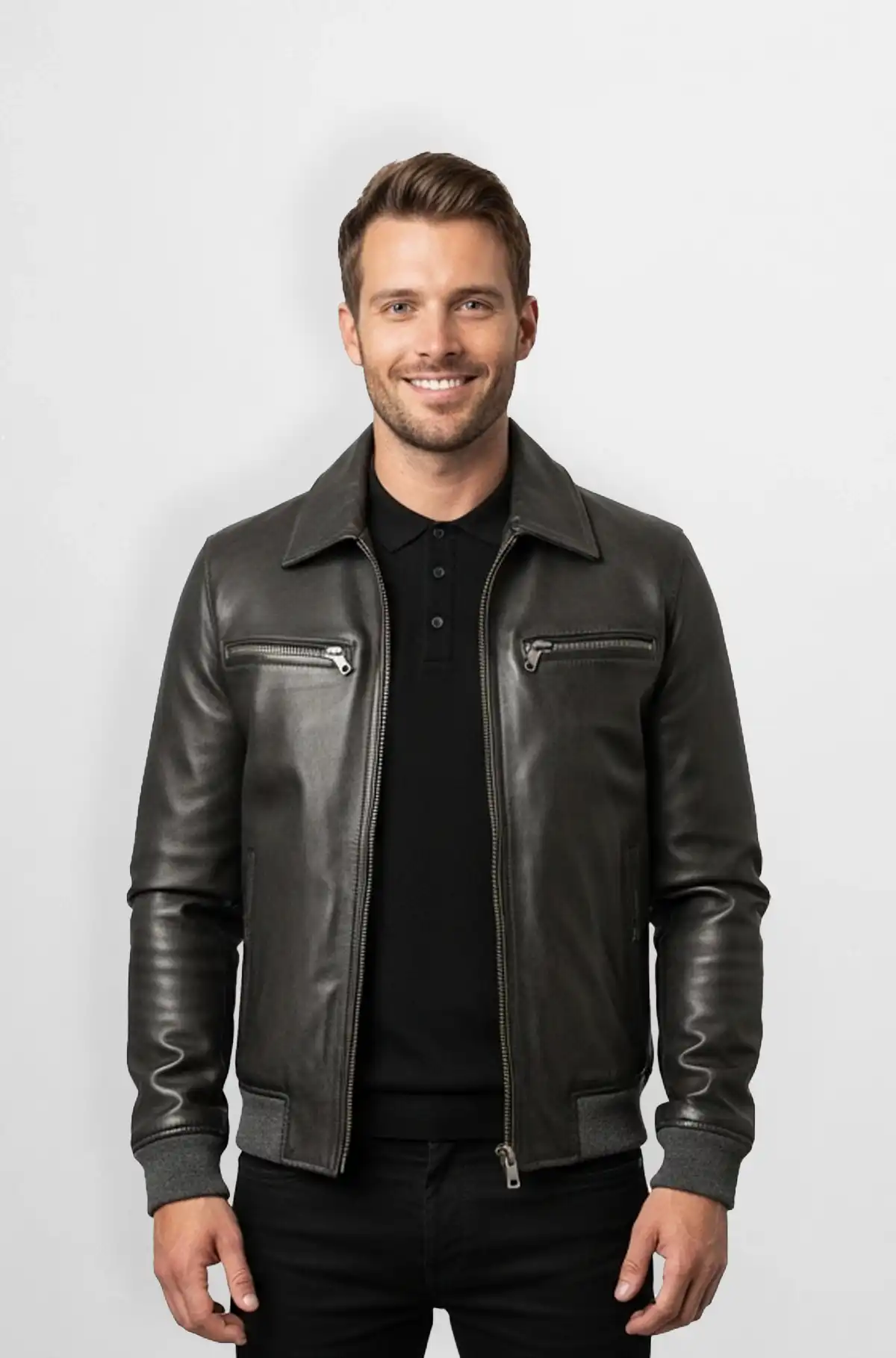 The Urban Raider Jet  Black Leather Bomber