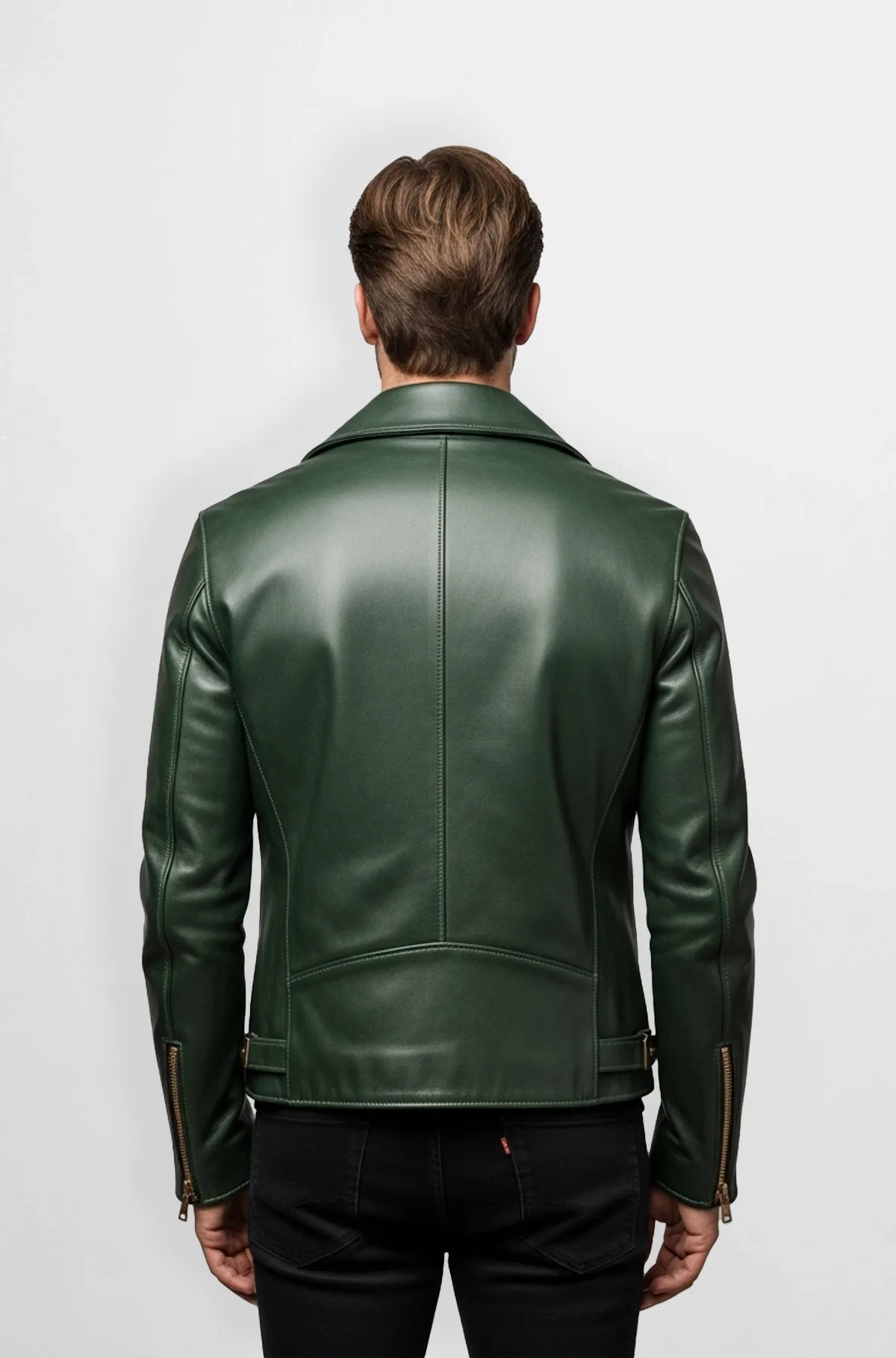The Verdant Green Leather Biker Jacket