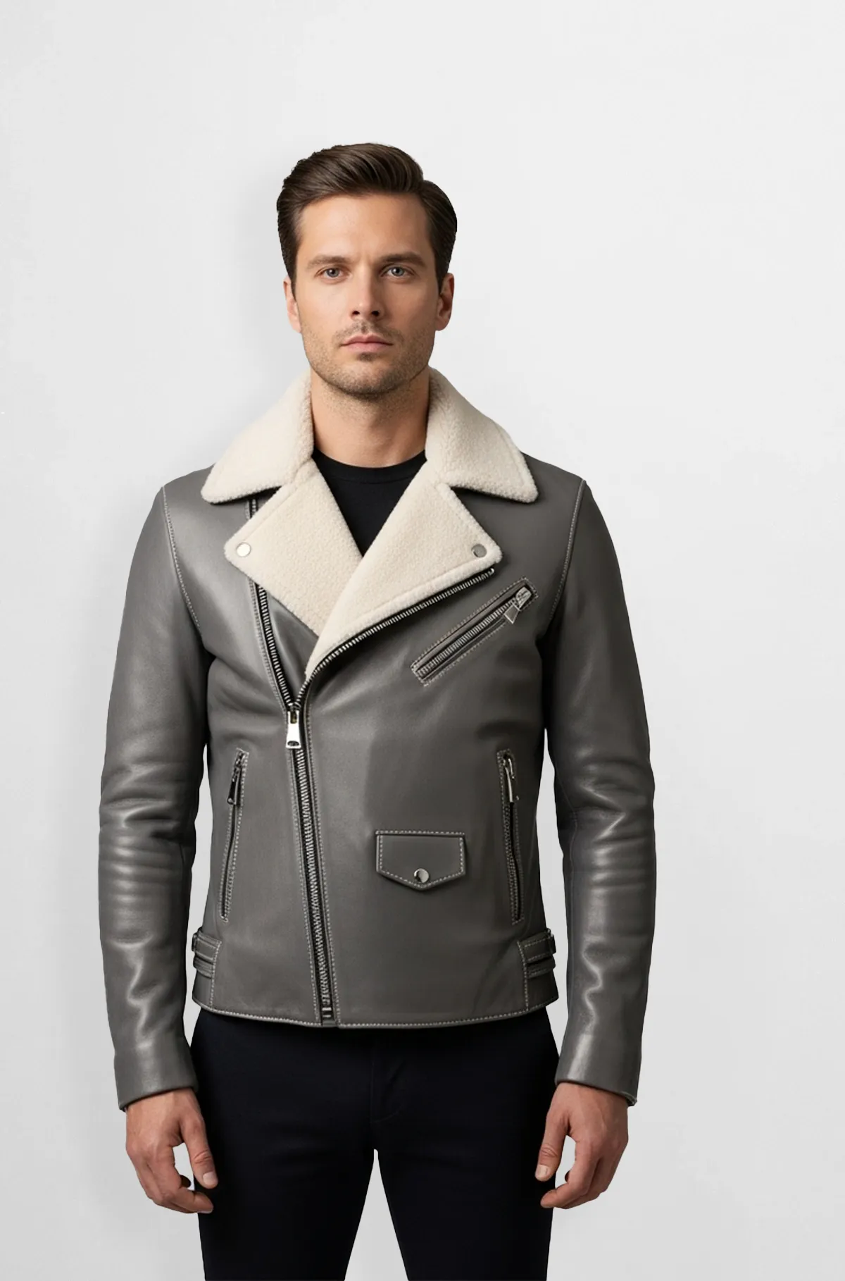 Titan Storm Shearling Biker Jacket