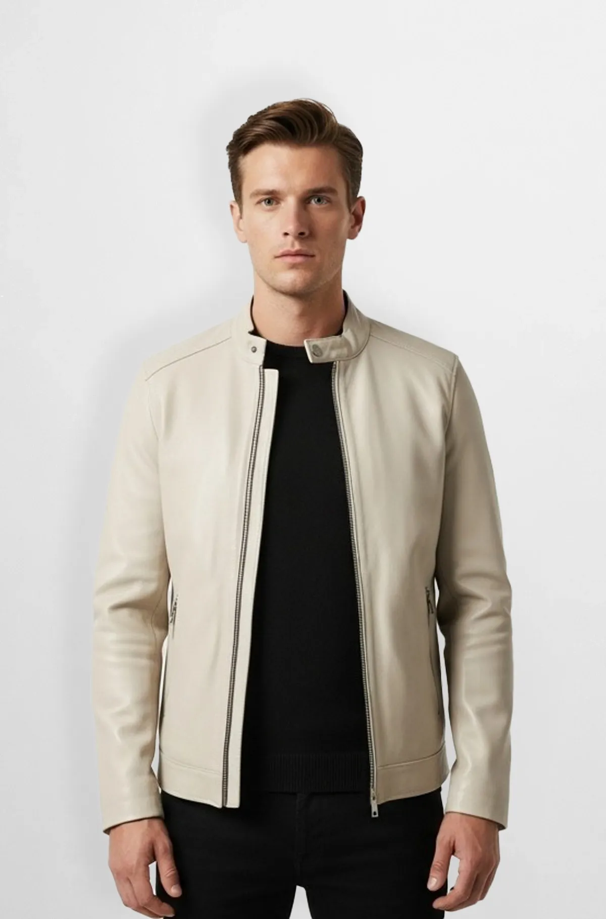 Urban Eclipse Beige Leather Jacket