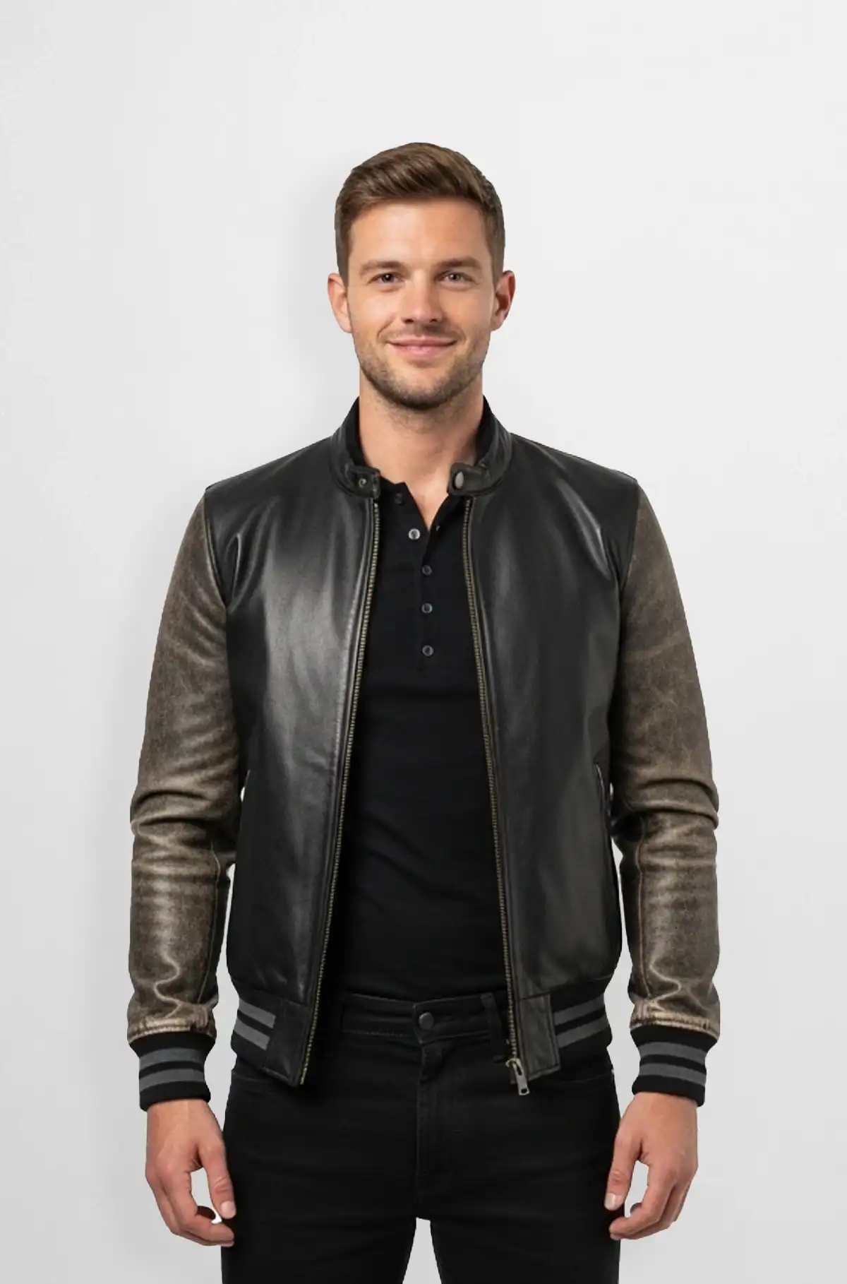 Urban Gradient Varsity Leather Jacket