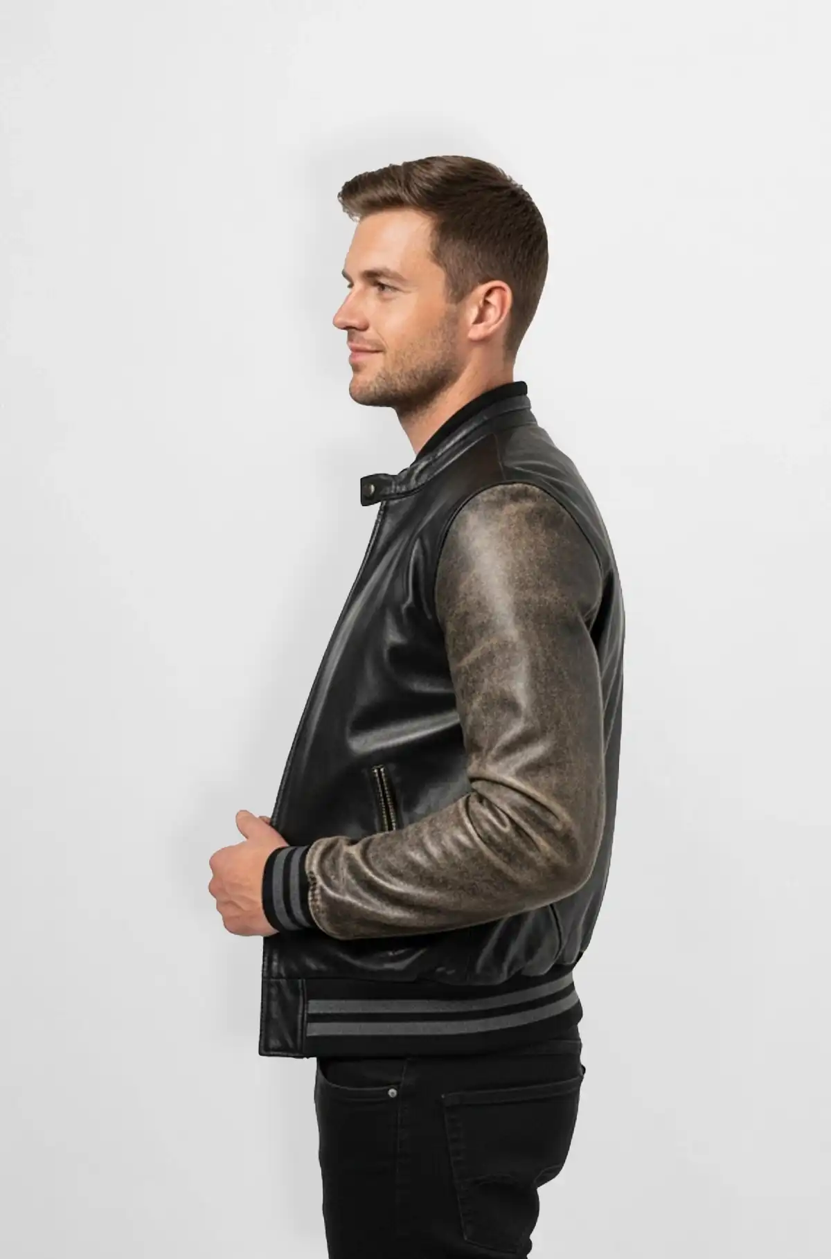 Urban Gradient Varsity Leather Jacket