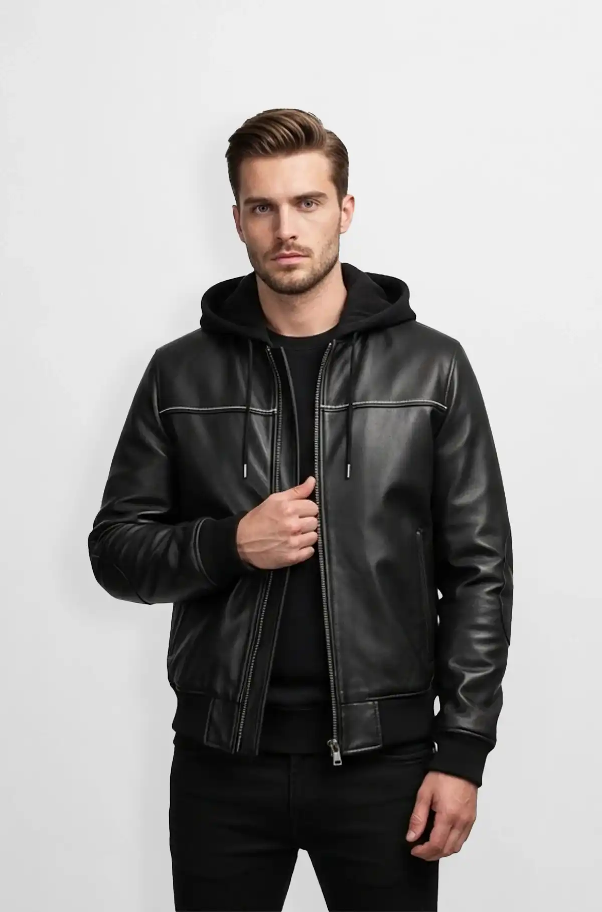Urban Noir Minimalist Bomber Jacket