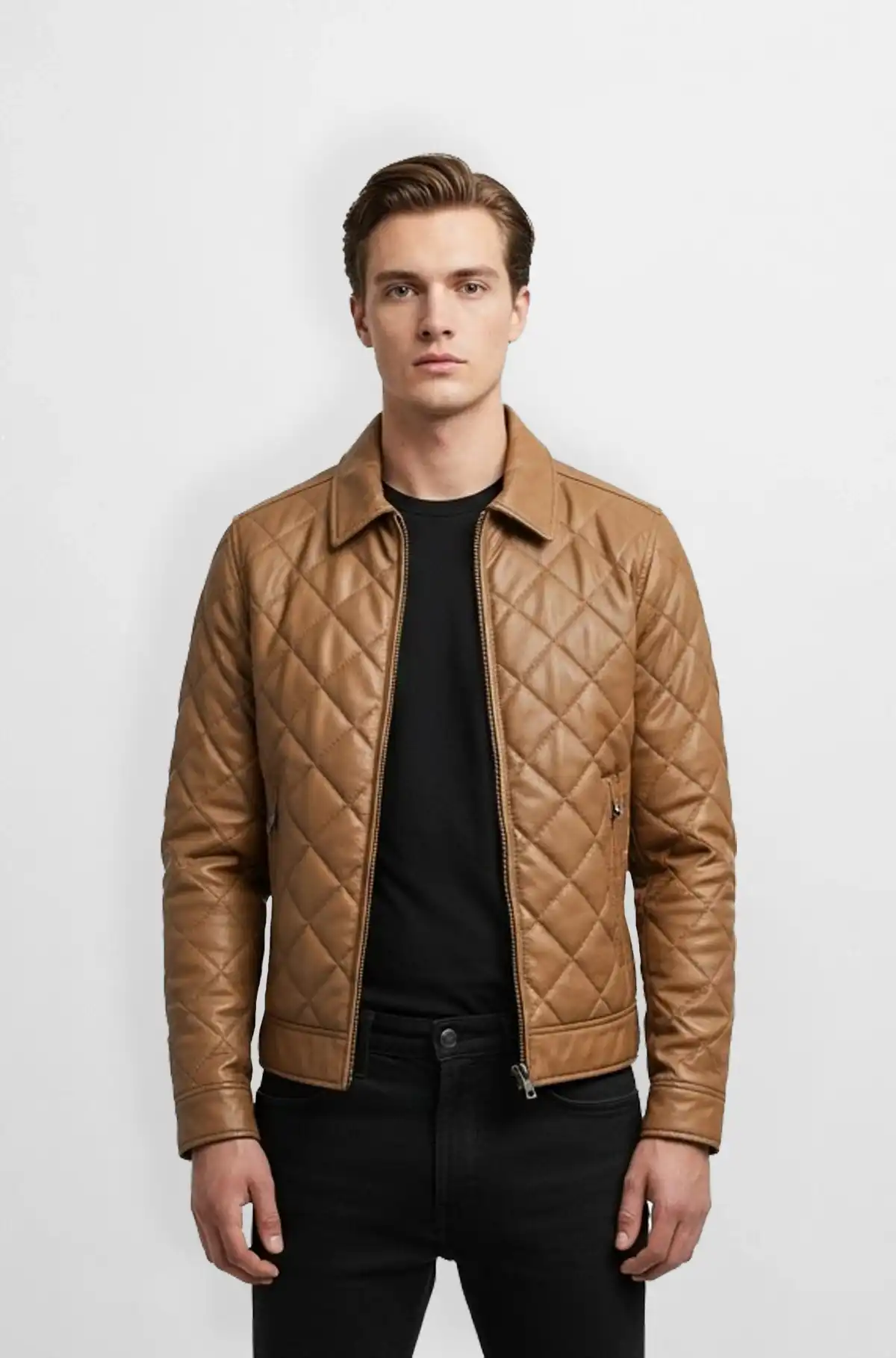 UrbanEdge Diamond Quilted Leather Jacket