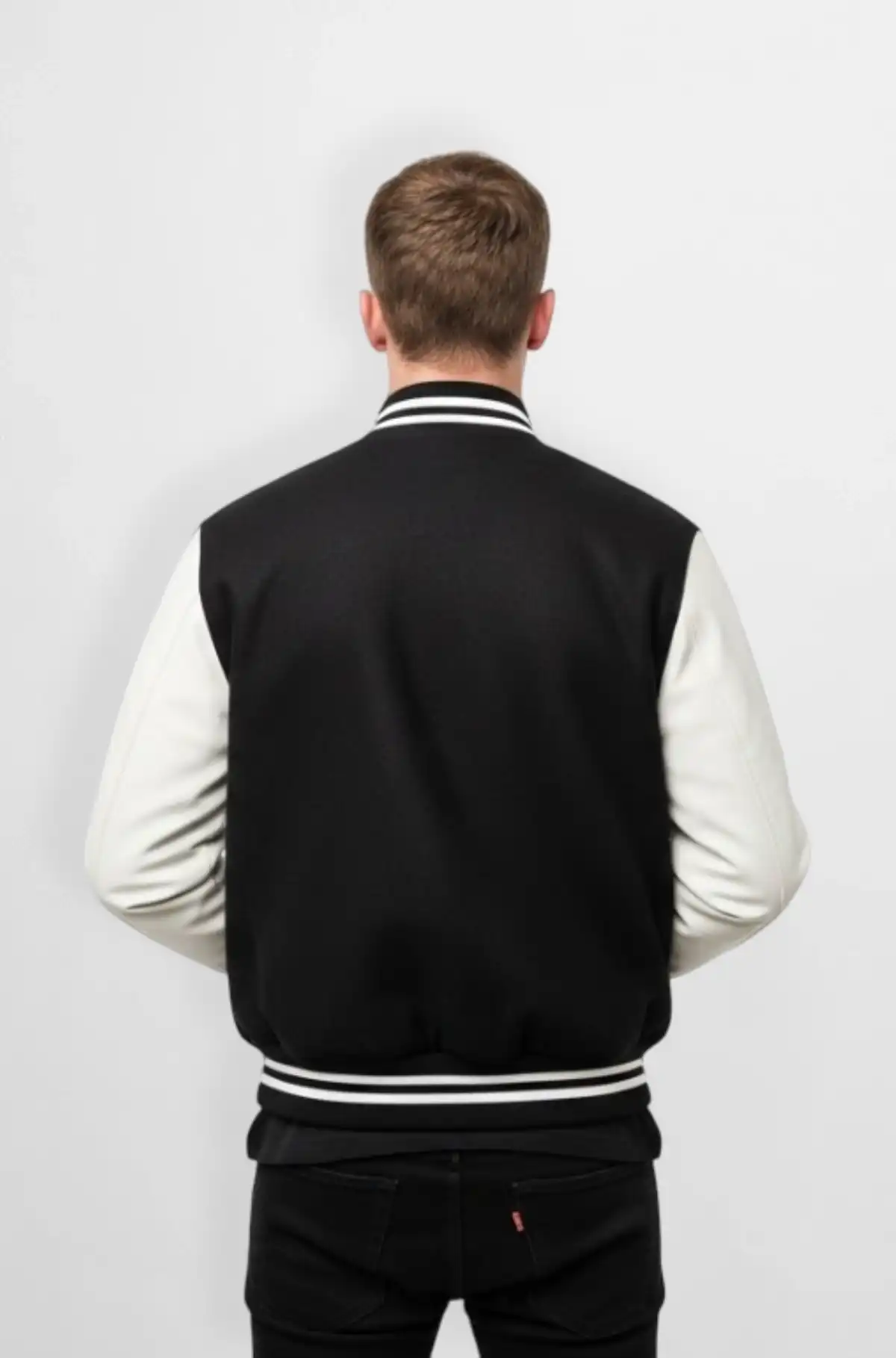 UrbanStrike Two-Tone Varsity Leather Jacket