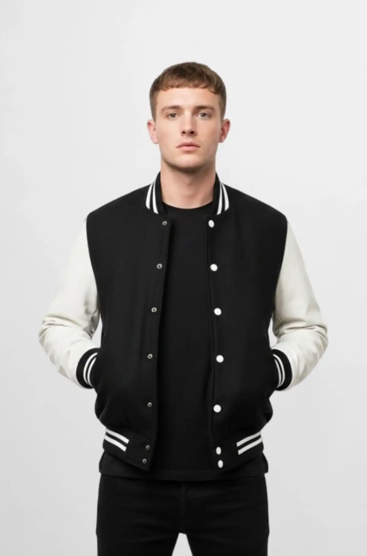 UrbanStrike Two-Tone Varsity Leather Jacket