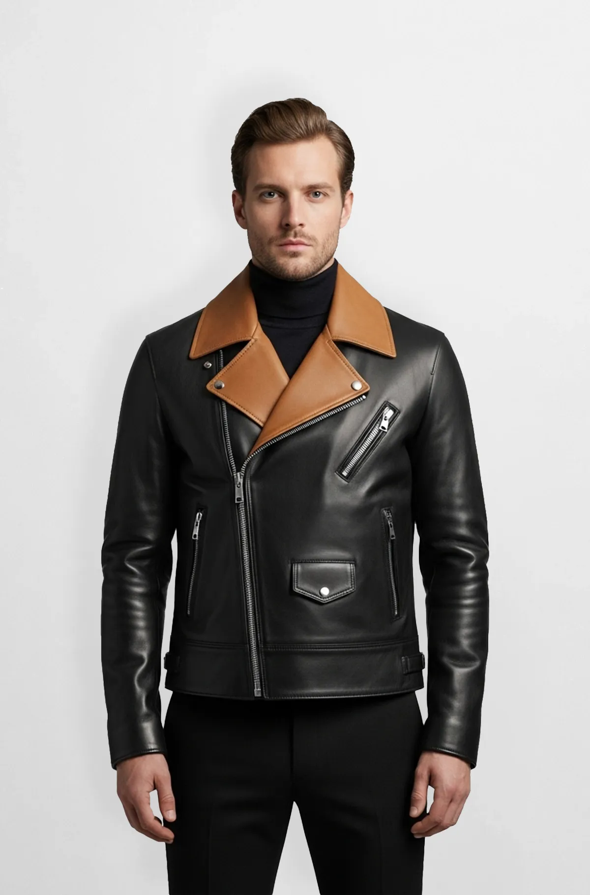 Vanguard Noir Tan Biker Jacket
