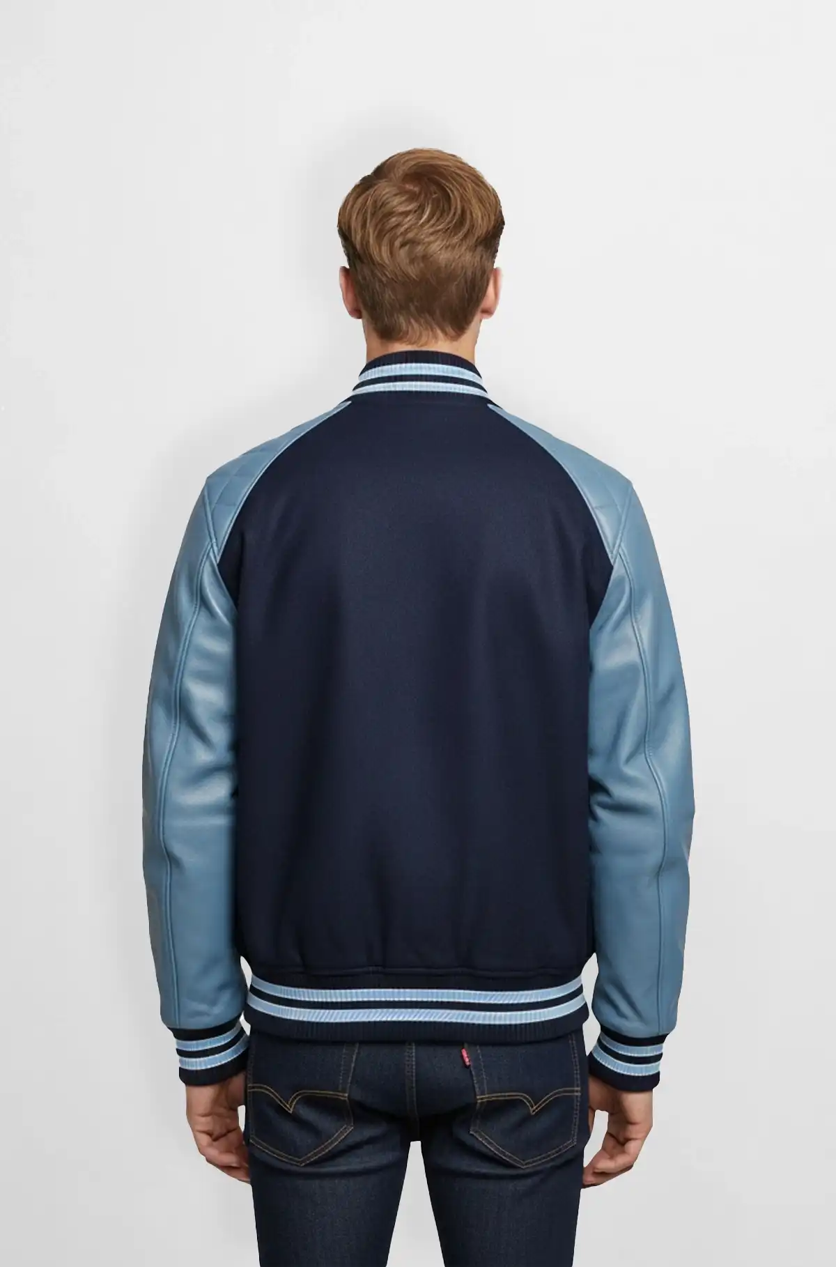 Varsity Jacket with Leather Sleeves