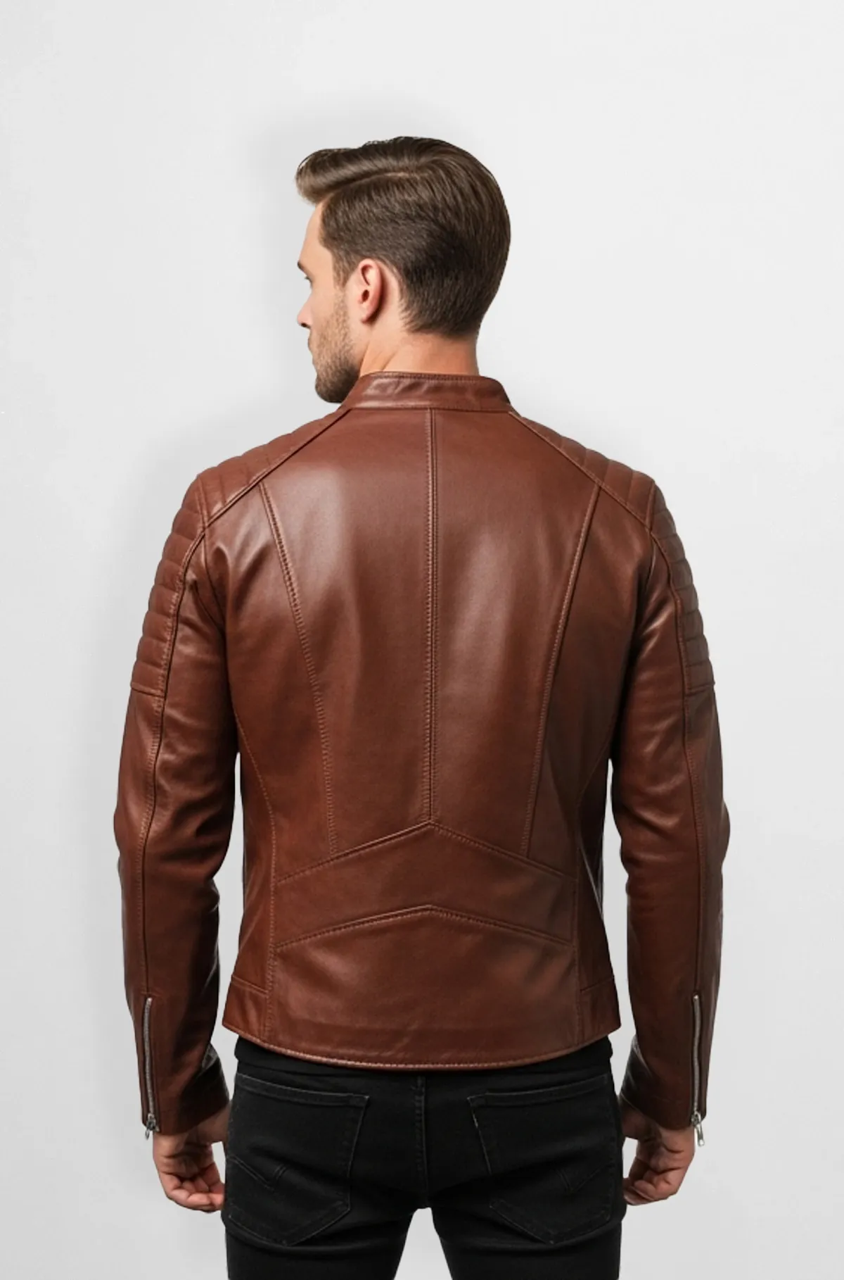Velocity Ridge Mens Leather Biker Jacket