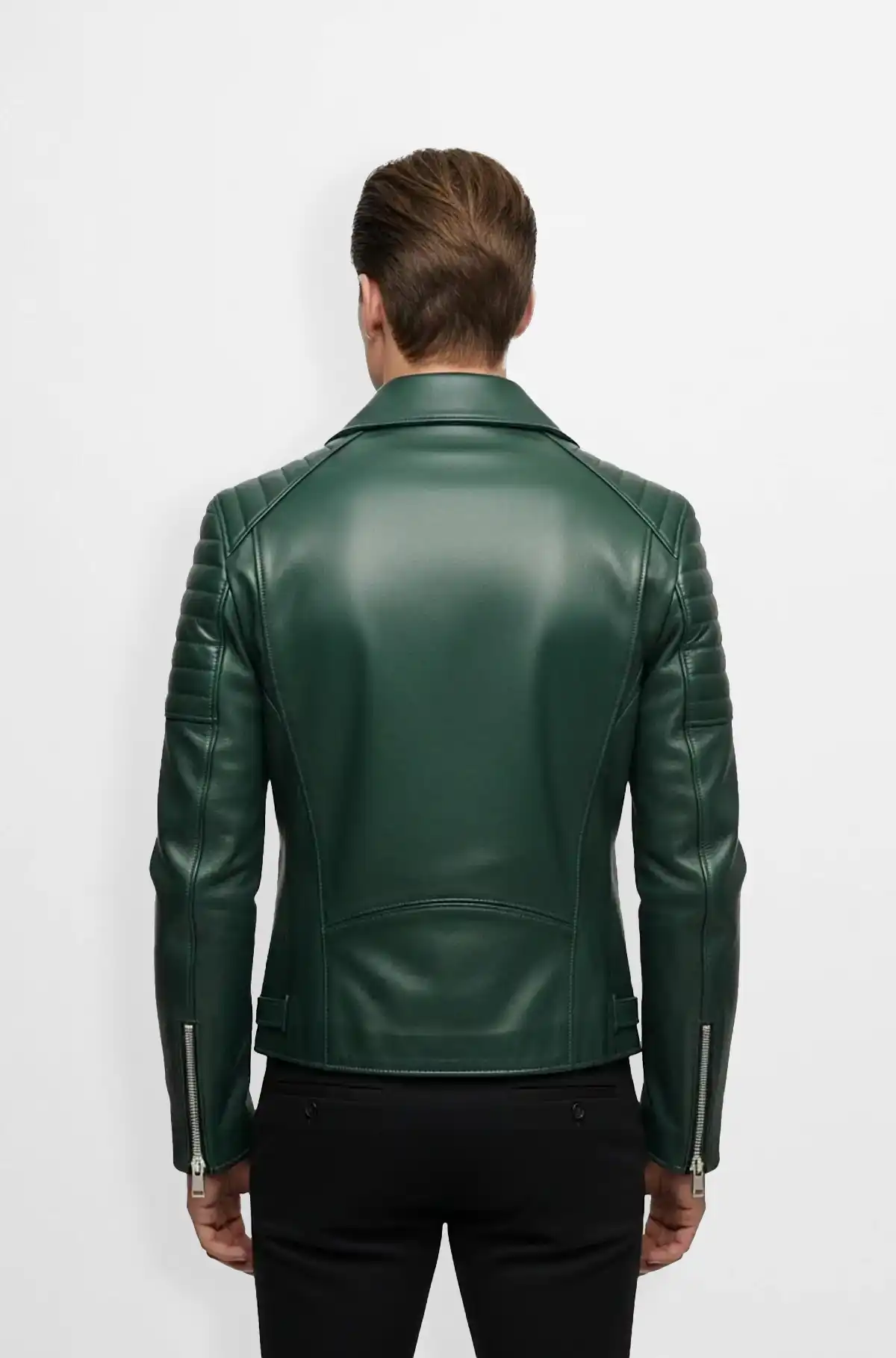 Forest Green Biker Leather Jacket